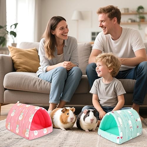 Miniatura 20 de UPINS Paquete de 2 camas de conejillo de indias de 9.8 pulgadas, escondite lavable de conejillo de indias, accesorios para conejos enanos, Gris azul