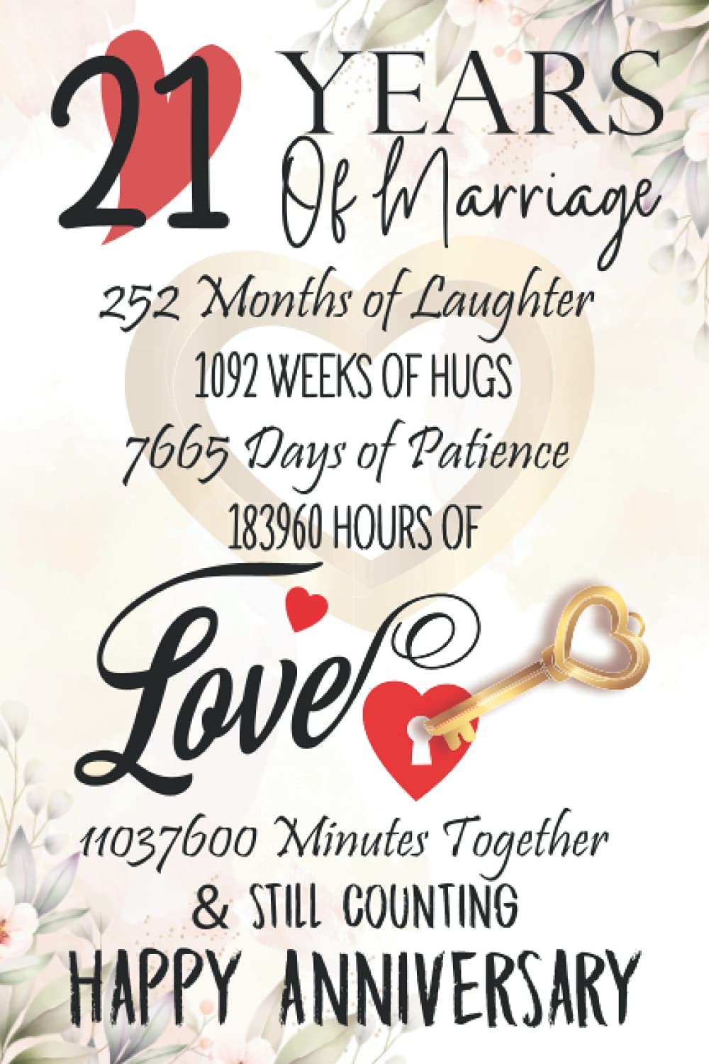 21 Years Of Marriage: Funny 21st couple wedding anniversary gift for both, her and him, lined Notebook, 100 pages, 6 in x 9 in (15.2 x 22.9 cm)