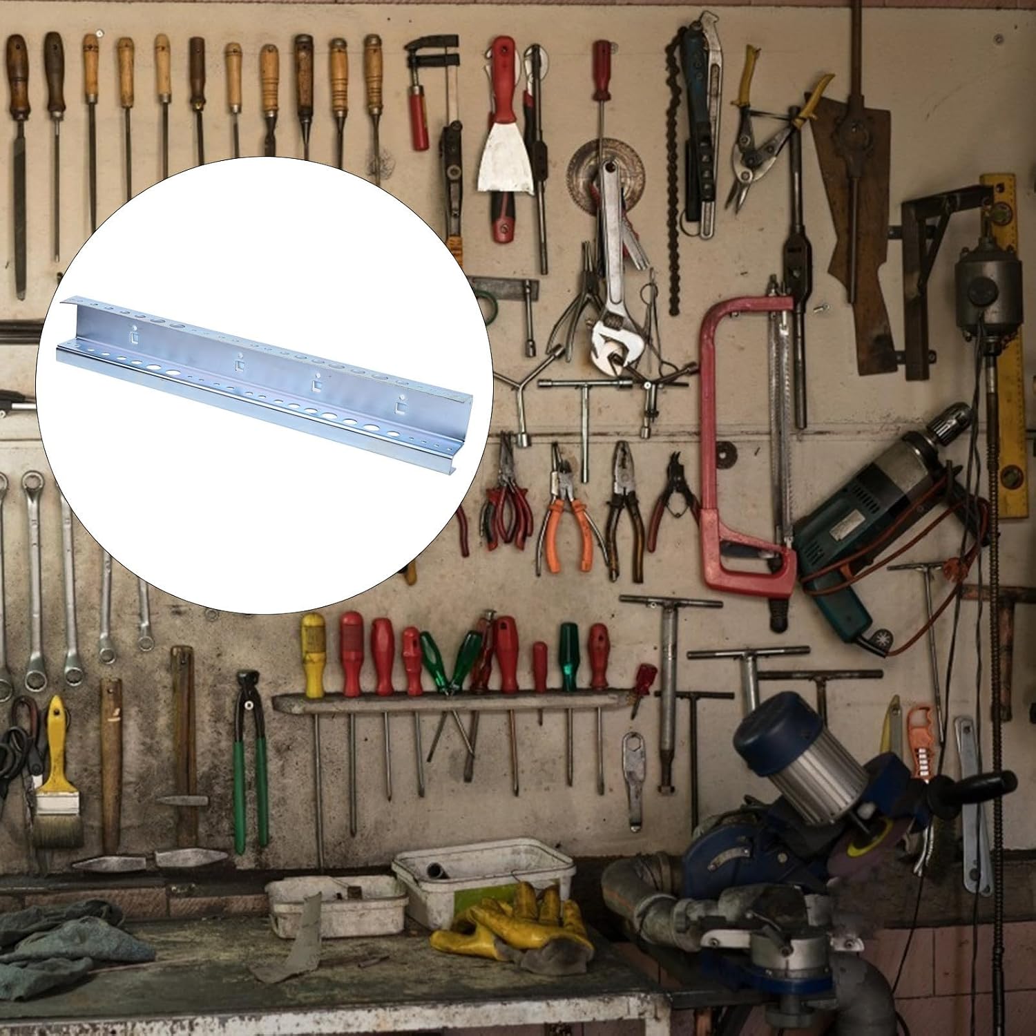 Toddmomy Alloy Steel Metal Pegboard Storage Rack Wall Storage Holder for Organizing Hand Tools and Small Parts in Garages and Workshops with Silver Finish and Burr-free Design