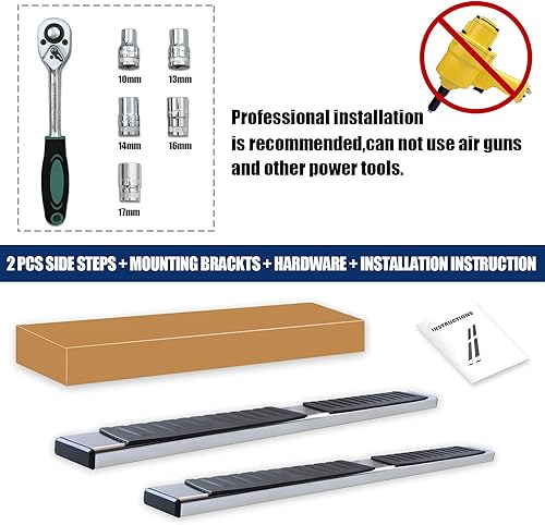 Miniatura 8 de COMNOVA - Estribos de 6 pulgadas compatibles con Dodge Ram 1500 Crew Cab 2009-2018 (incluye 2019-2024 Classic), 10-25 Ram 2500 3500, estribos y