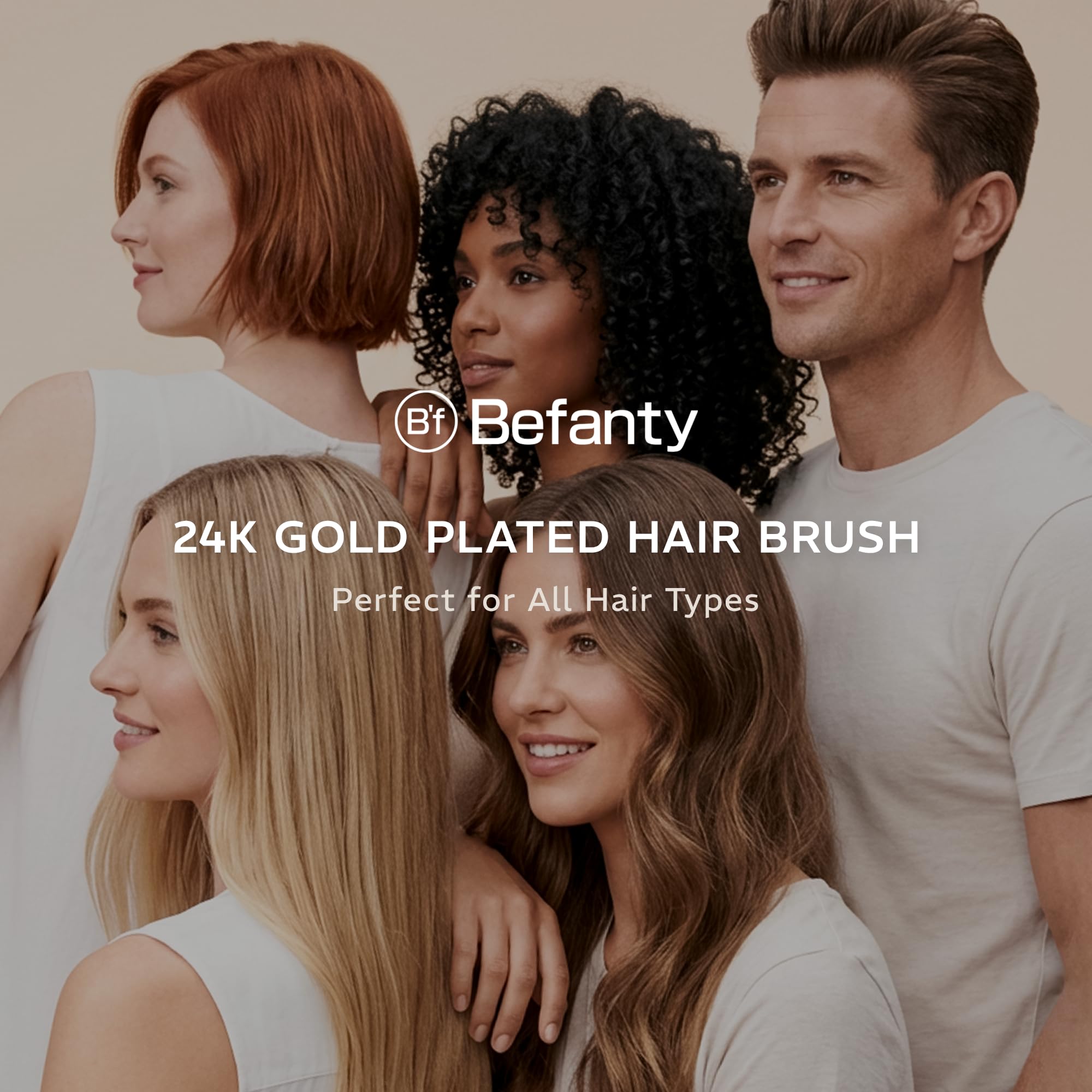 Cepillo de pelo chapado en oro de 24 quilates para cabello rizado, cepillo para secar con secador, cepillo para desenredar el cabello húmedo y seco, desenredante para todo tipo de cabello