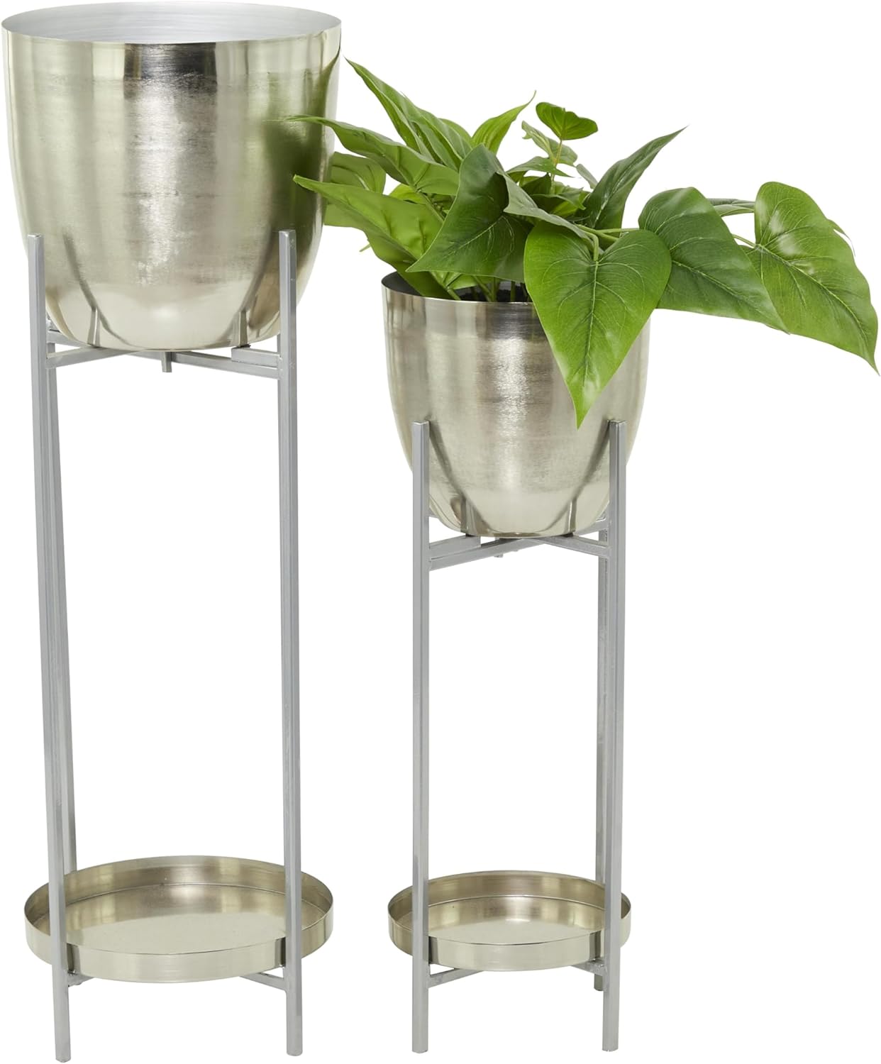 CosmoLiving by Cosmopolitan Modern Metal, Set of 2 Planters 32", 24"H, Silver