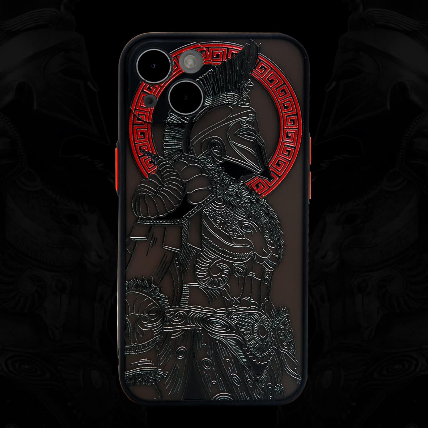 Cool Gladiator Phone Case with 3D Embossed Compatible for iPhone 13/14 Clear Frosted Trendy Phone Case