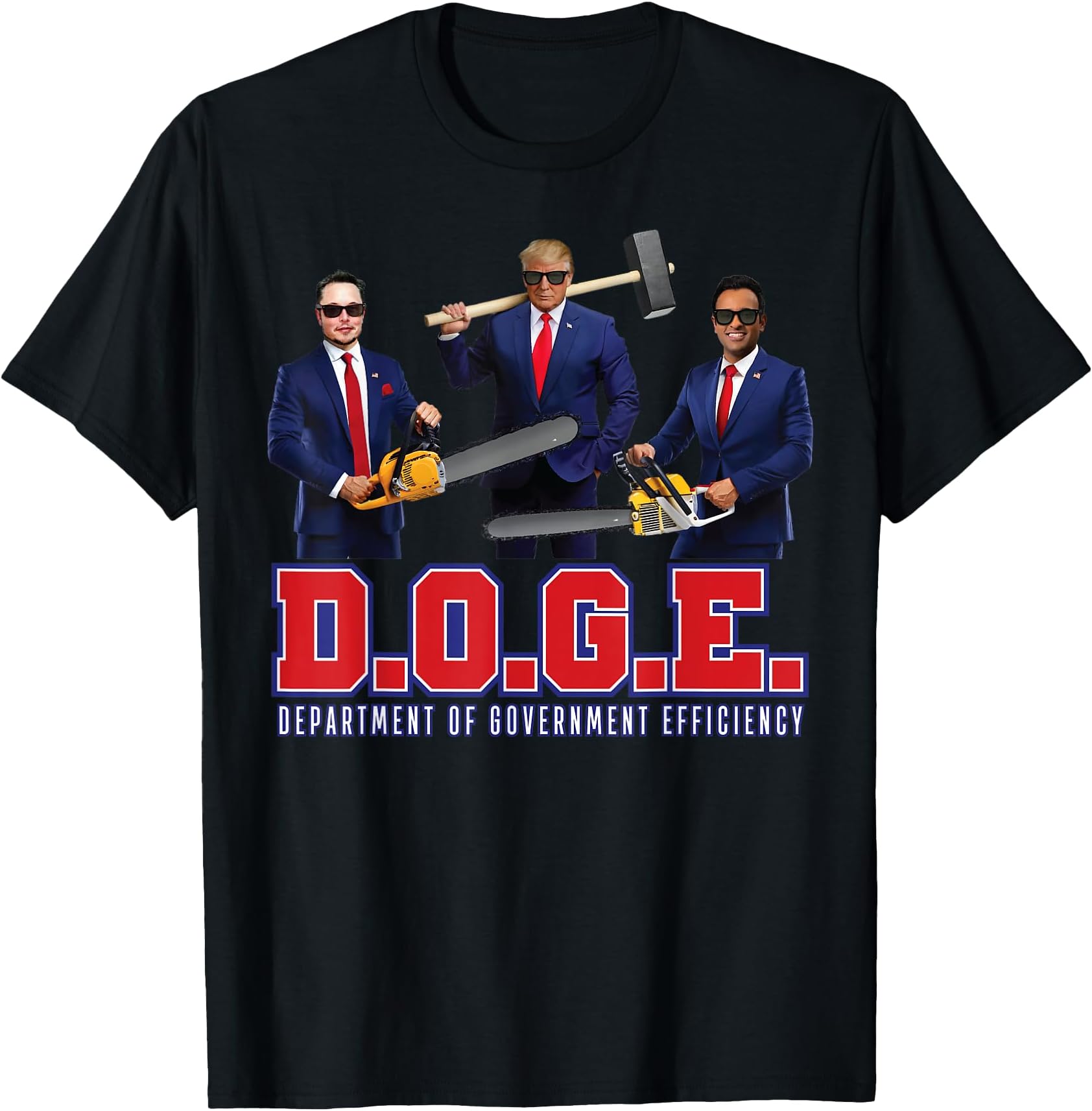 Funny Trump Gifts by DV8sTeesUnisex-Adults DOGE T-Shirt Black Small Short Sleeve Crew Neck Casual Modern Funny Trump D.O.G.E. (Department of Government Efficiency) Letter Print T-ShirtOEKO-TEX STANDARD 100