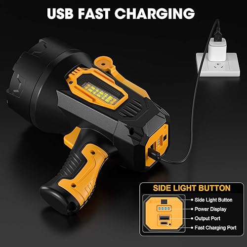 Miniatura 5 de Foco recargable, 99,000 lúmenes, linterna súper brillante, linterna de mano al aire libre con luz de mazorca, luz LED resistente para navegación y