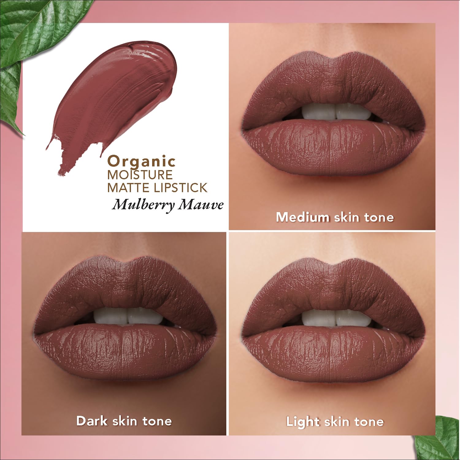 Organic Harvest Moisture Matte Lipstick - Mulberry Mauve, langanhaltender Mauve, cremiger matter Lippenstift, feuchtigkeitsspendende Formel, zertifiziertes Bio-Make-up, tierversuchsfrei und vegan, 4 g