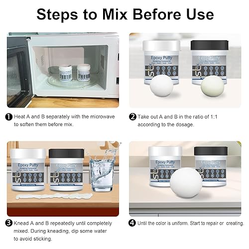 Miniatura 3 de Masilla epoxi de 16 onzas AB de metal para reparación rápida de fugas bajo el agua de alto adhesivo autoendurecible para piscina, arcilla para