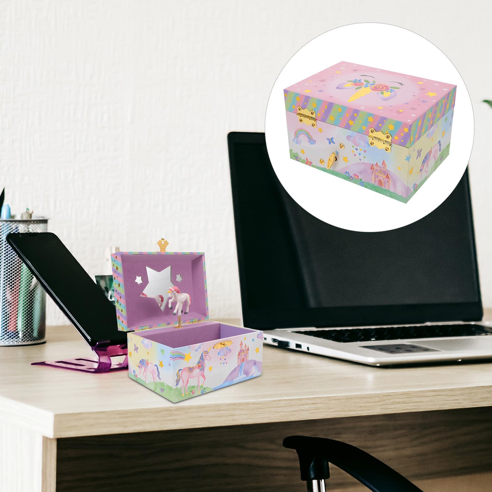 Yardwe Joyero para Niños Caja de Niña Diseño Unicornio Multifuncional Compartimentos Organizador para Cumpleaños y Navidad Obsequio Especial