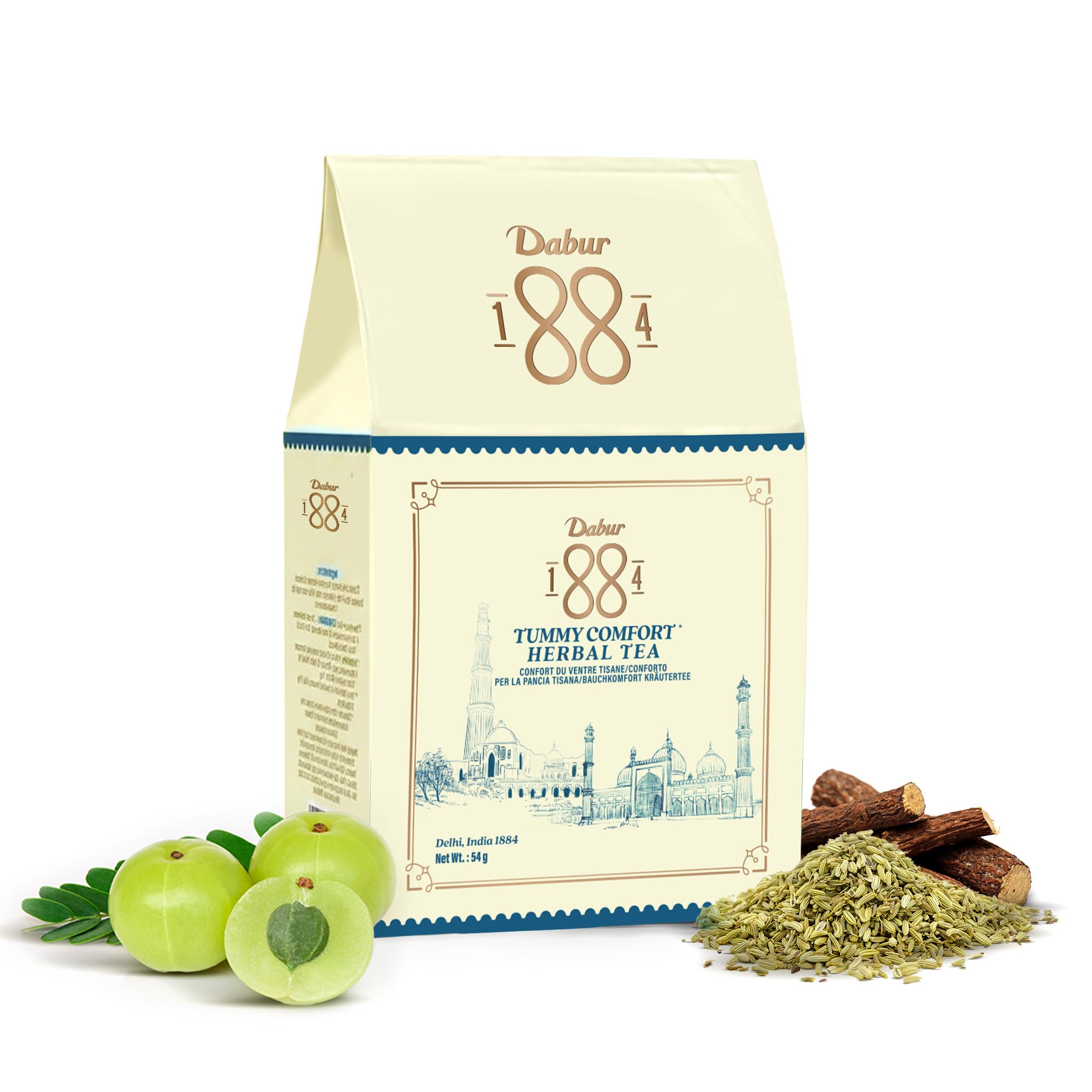 Dabur 1884 Herbals Tummy Comfort Tea | 54g |20 Wellness Tea Bags | 100% Natural Ingredients | Relieves Bloating, Improves Digestion