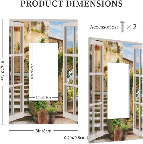 Miniatura 5 de Cubierta de interruptor de luz de 1 cuadrilla, diseño de flores de Grecia mediterránea, dispositivo basculanteGfci, placa decorativa de pared,