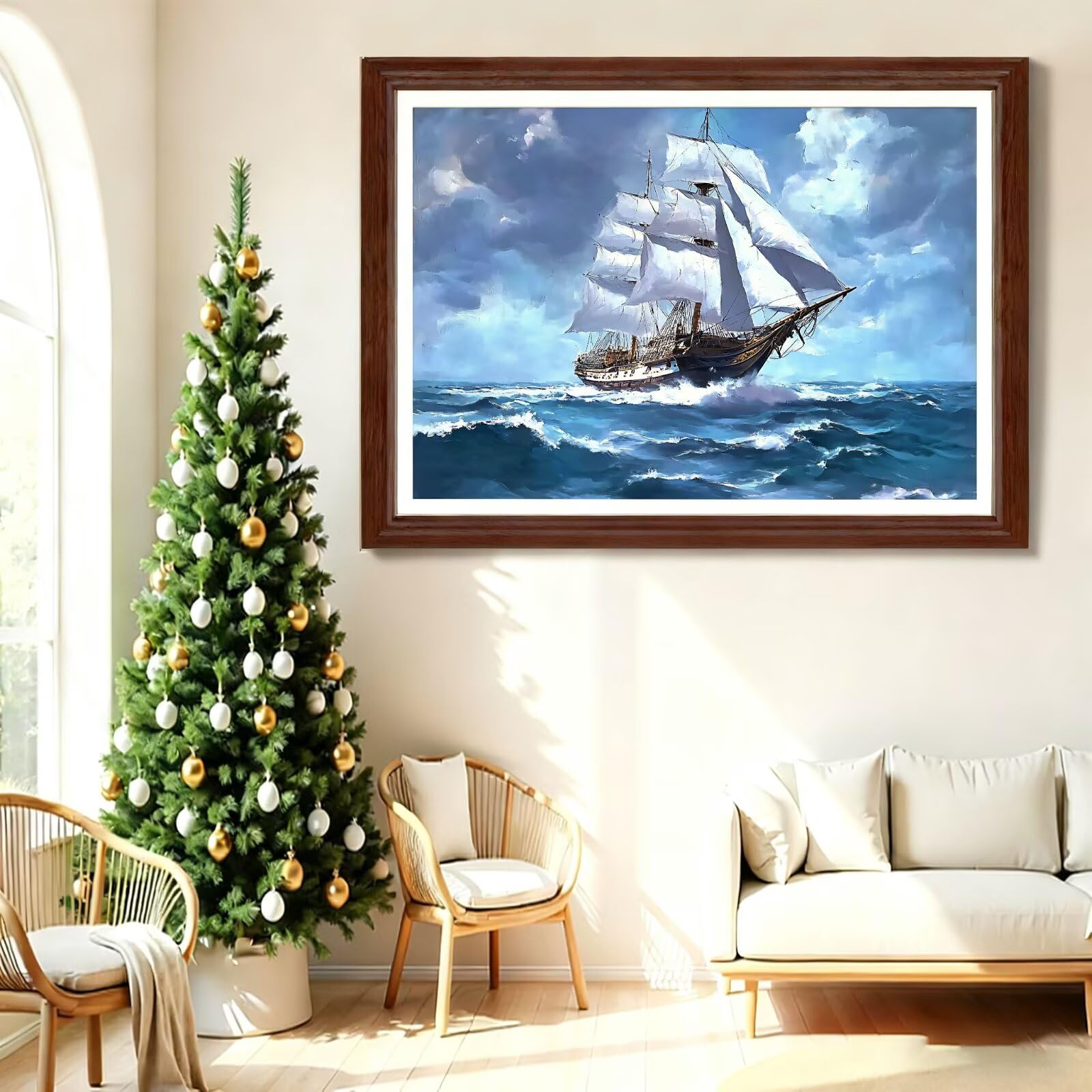 Diamond Painting Cielo Barca, Fai-da-te Strass a Punto Croce Ricamo Kit, Diamond Painting Kit Completo per Hobby Creativi Adulti, Mosaico Artigianato, Dipinti Decorazioni Casa, Regali 90x135cm Z-l-524
