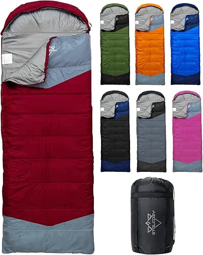 Single Sleeping Bag for Adults Kids 3-Season, Lightweight Waterproof Ripstop,