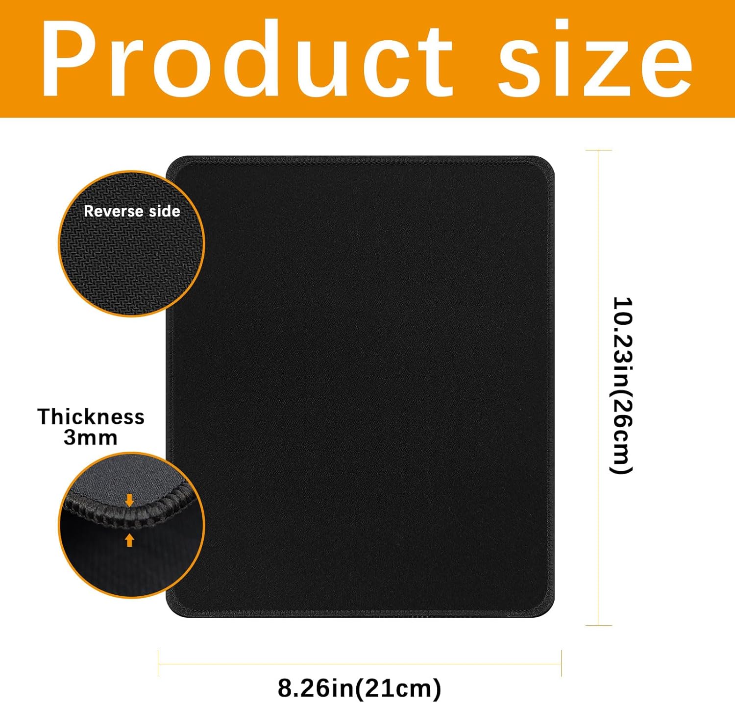 18 Pack Black Mouse pad Bulk with Stitched Edge, 10.2x8.3inches 3mm Thickness Premium Textured Non-Slip Rubber Base,Washable Gaming Mouse Pad Pack for Office and Home - Image 2