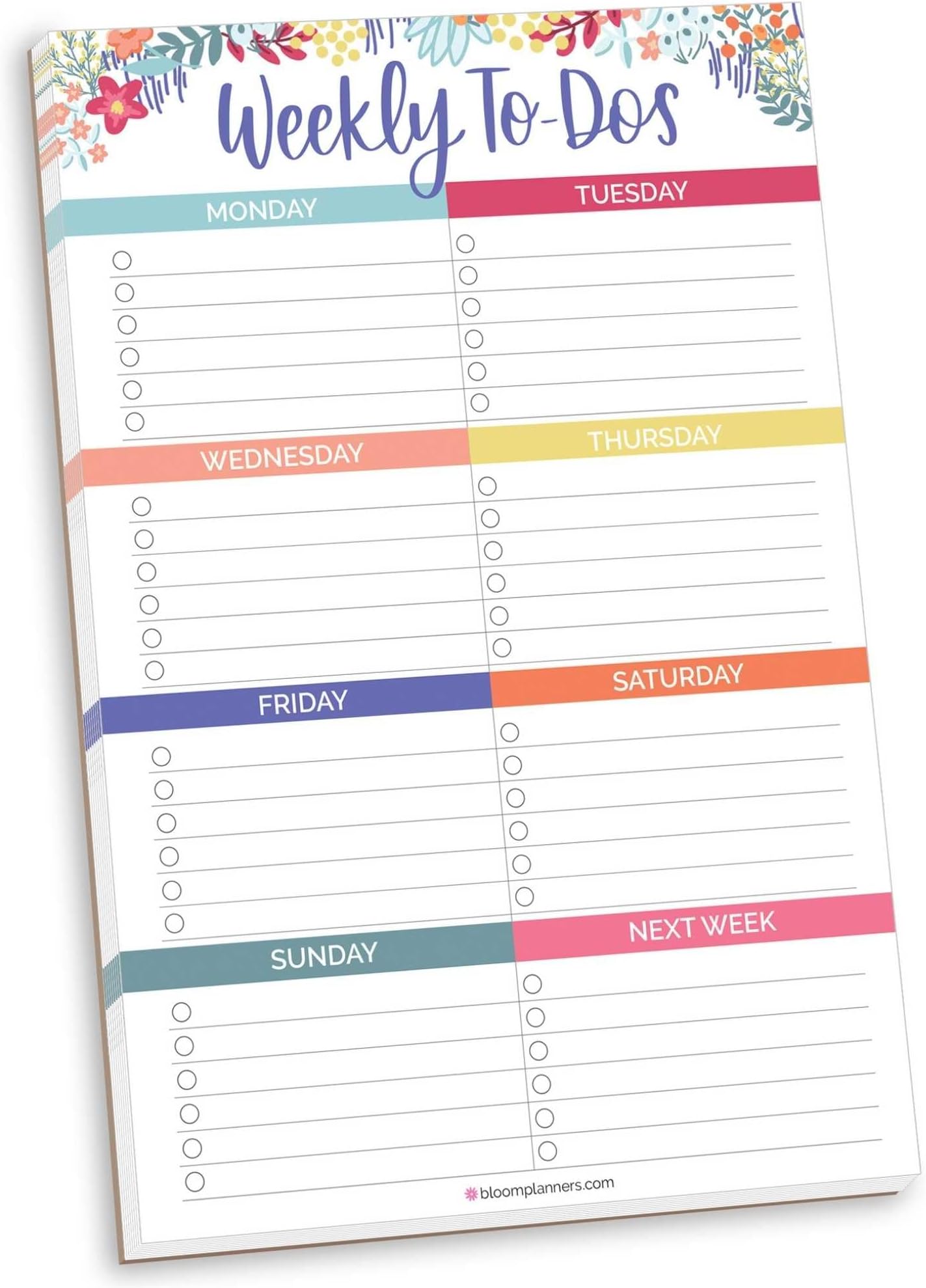 bloom daily planners Undated Weekly Tear-Off To Do List Planning Pad with Magnets - Hanging Notepad Organizer for Fridge - 6โ x 9โ - Floral Dots