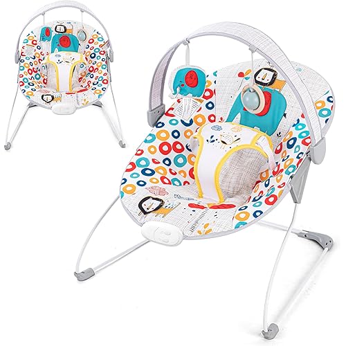 Baby Bouncer, Baby Bouncers for Infants, Portable Baby Bouncer Seat for Newborns with Music Soft Seat Cushion, Adjustable Infant Bouncer for Babies 0-6 Months 6-20 lbs Unisex