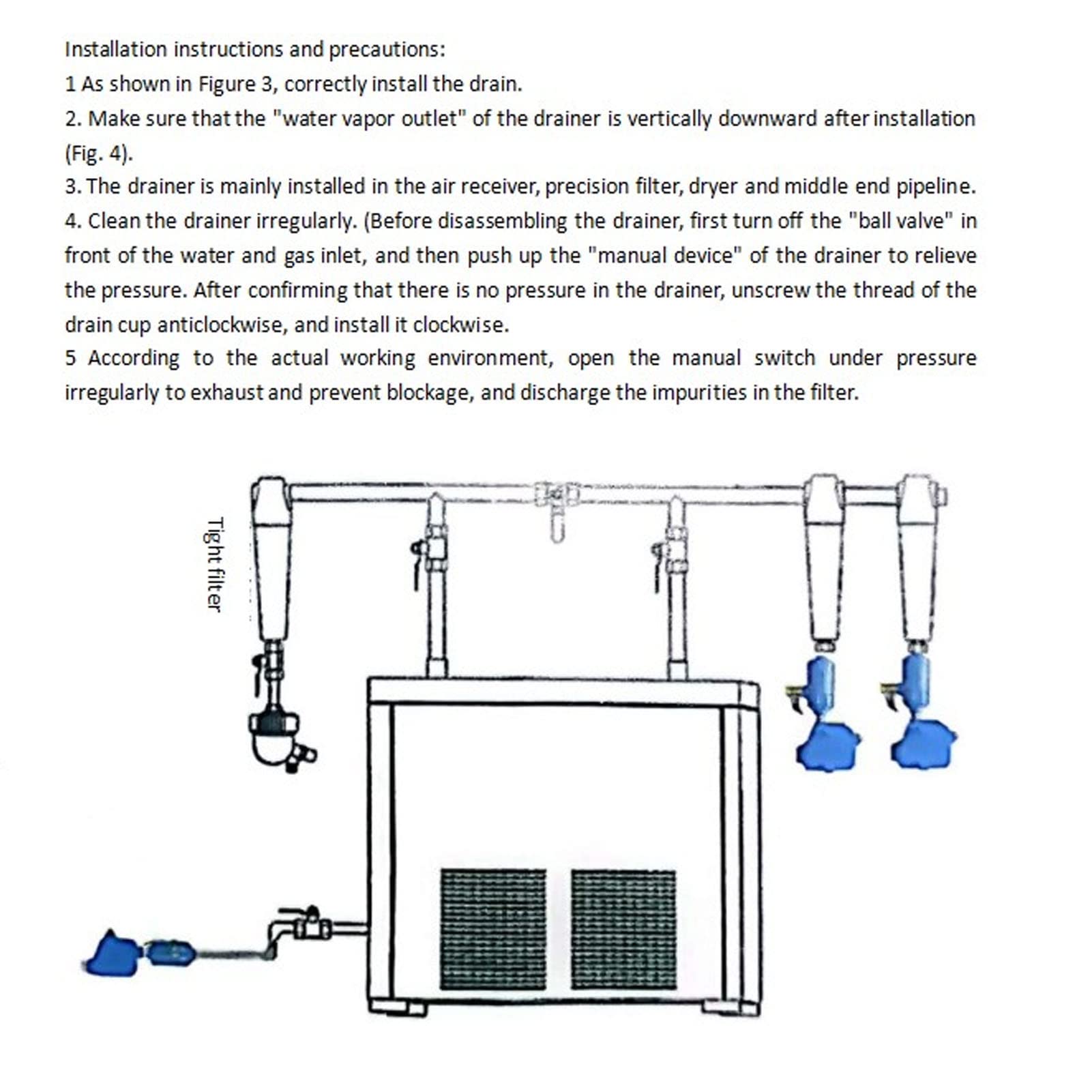 Filtro de Aire Comprimido Descarga Automática Antibloqueo Eficiente para de Compresor de Aire Material de Aleación de Aluminio