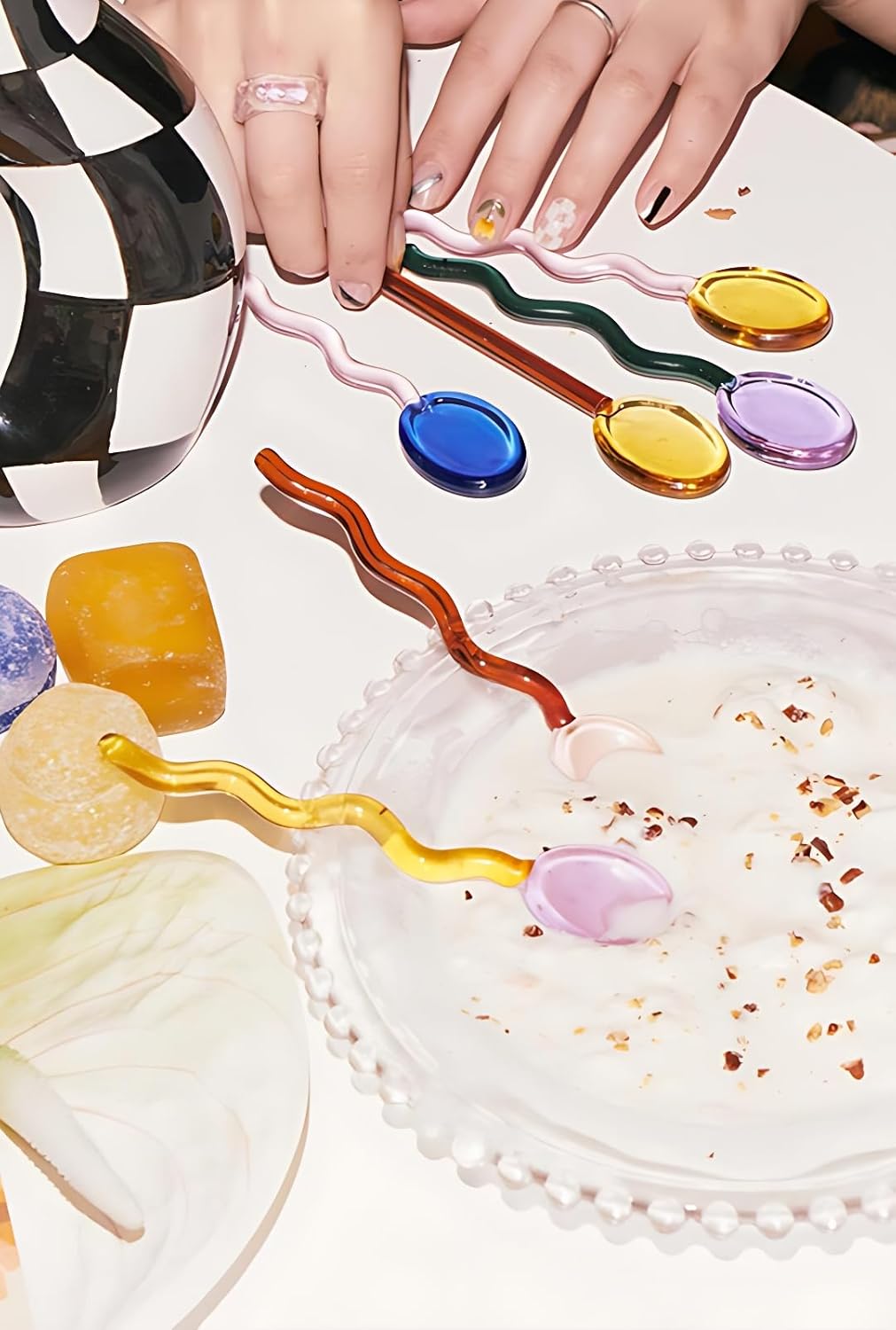 Glass Spoons Heat Resistant Clear Coffee Spoon 5.5 Inches Stirring Rod Mixing Spoon Bar Swizzle Stick for Salt Sugar Tea Cocktail Milkshake Appetizers Desserts (6 Color) - Image 9