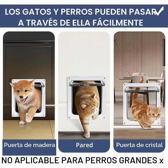 Foto 2 de 7 de Puerta para Mascotas con Cierre Magnético de 4 Vías - para Perros Pequeños y Gatos