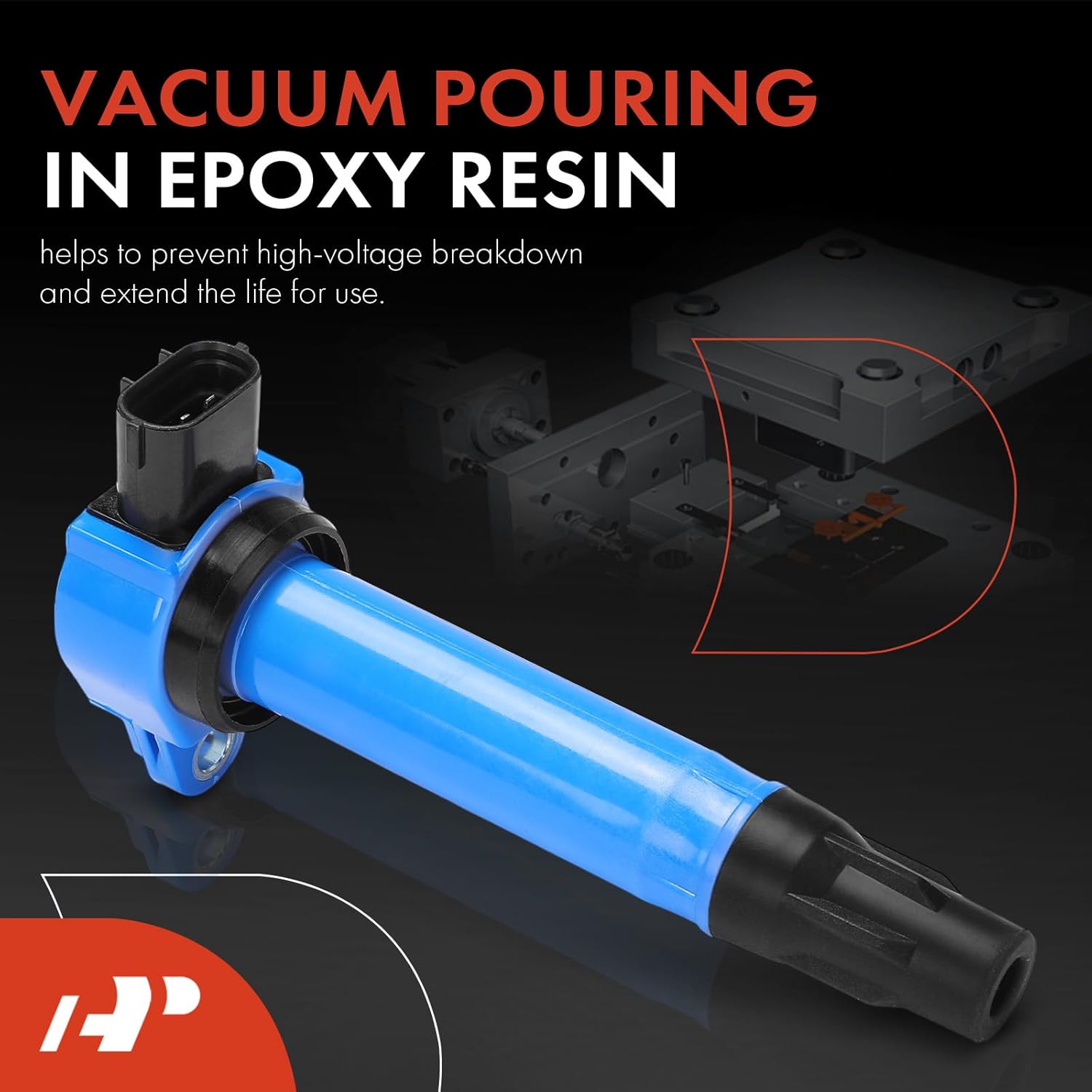 A-Premium Engine Ignition Coil Pack Compatible with Mitsubishi Outlander 2008-2013, Outlander Sport 2011-2017, Lancer 2008-2017, RVR 2011-2015, Blue, Set of 4