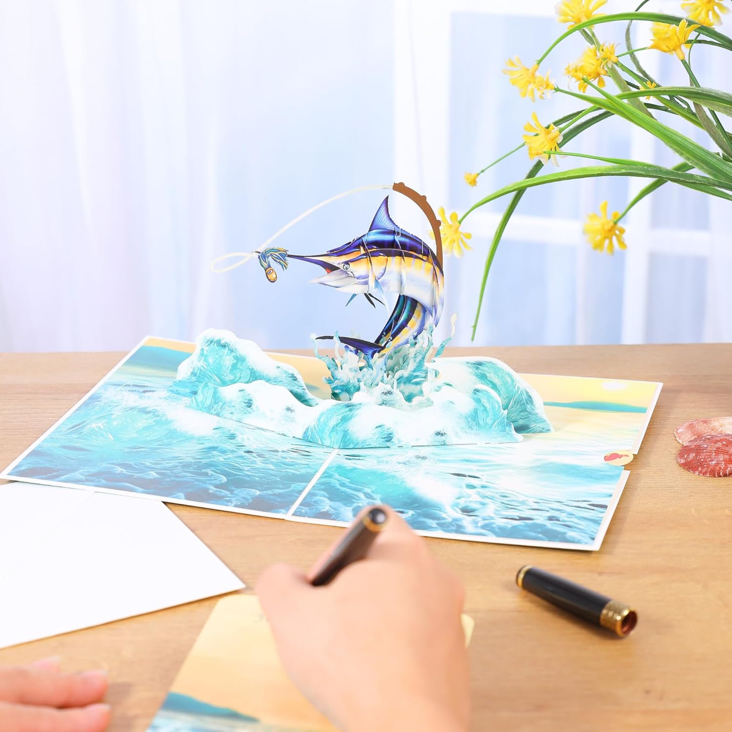 Fishing Pop Up Birthday Card, 3D Swordfish Fishing Fathers Day Card For Dad, Husband,Men, Him, Son, Brother, Grandpa, Fisherman Gift, All-Occasion, Father’s Day, Birthday, Outdoor, Thank You, 6x8 In - Image 6