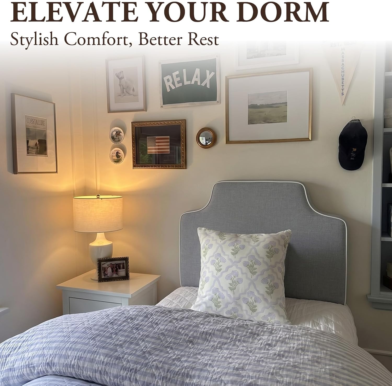 GlikCeil Headboard Pillow Dorm Pillow 26" x 34" Twin XL,Gray