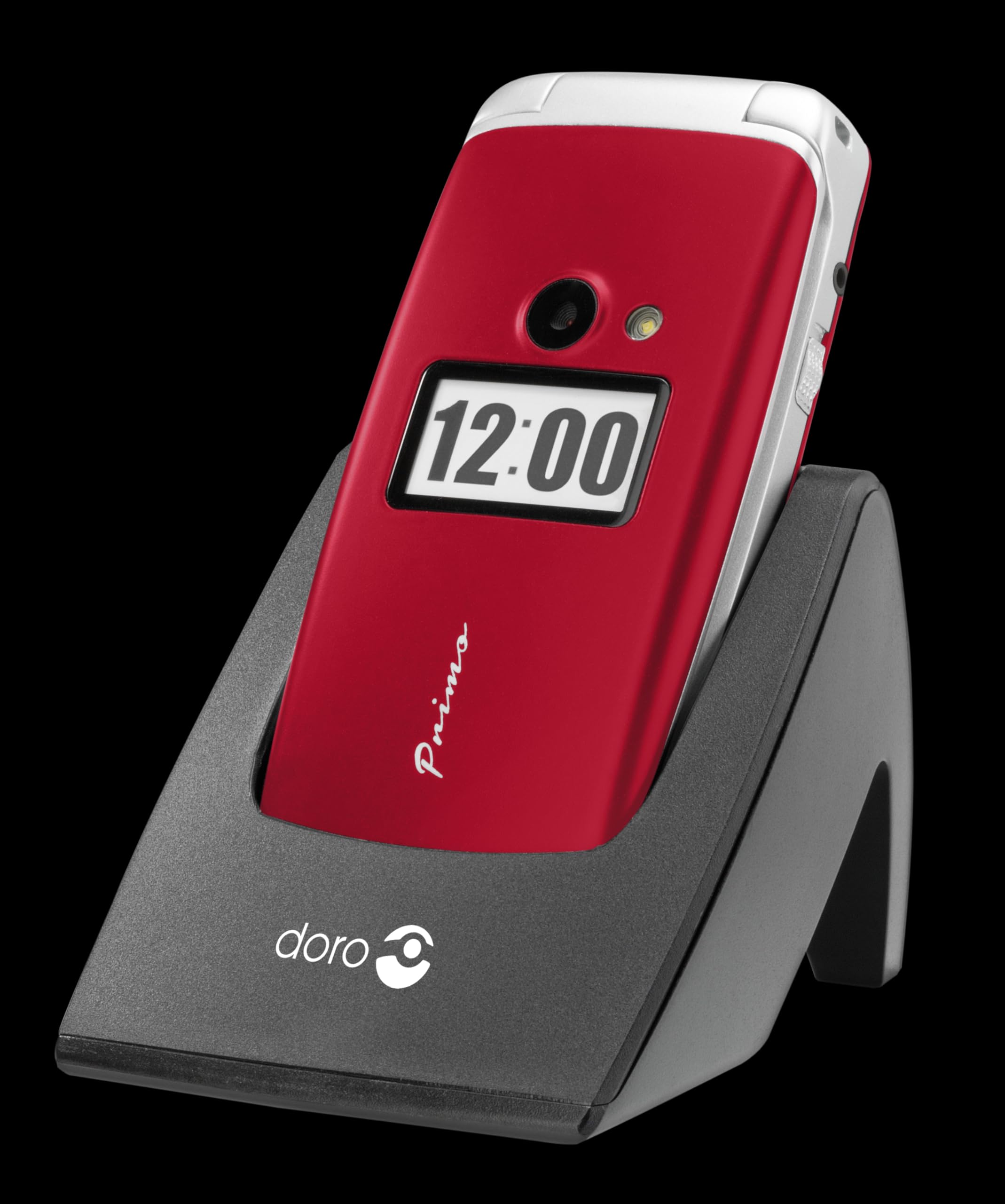 Primo 360014 by Doro Großtastenhandy mit Tischladestation rot