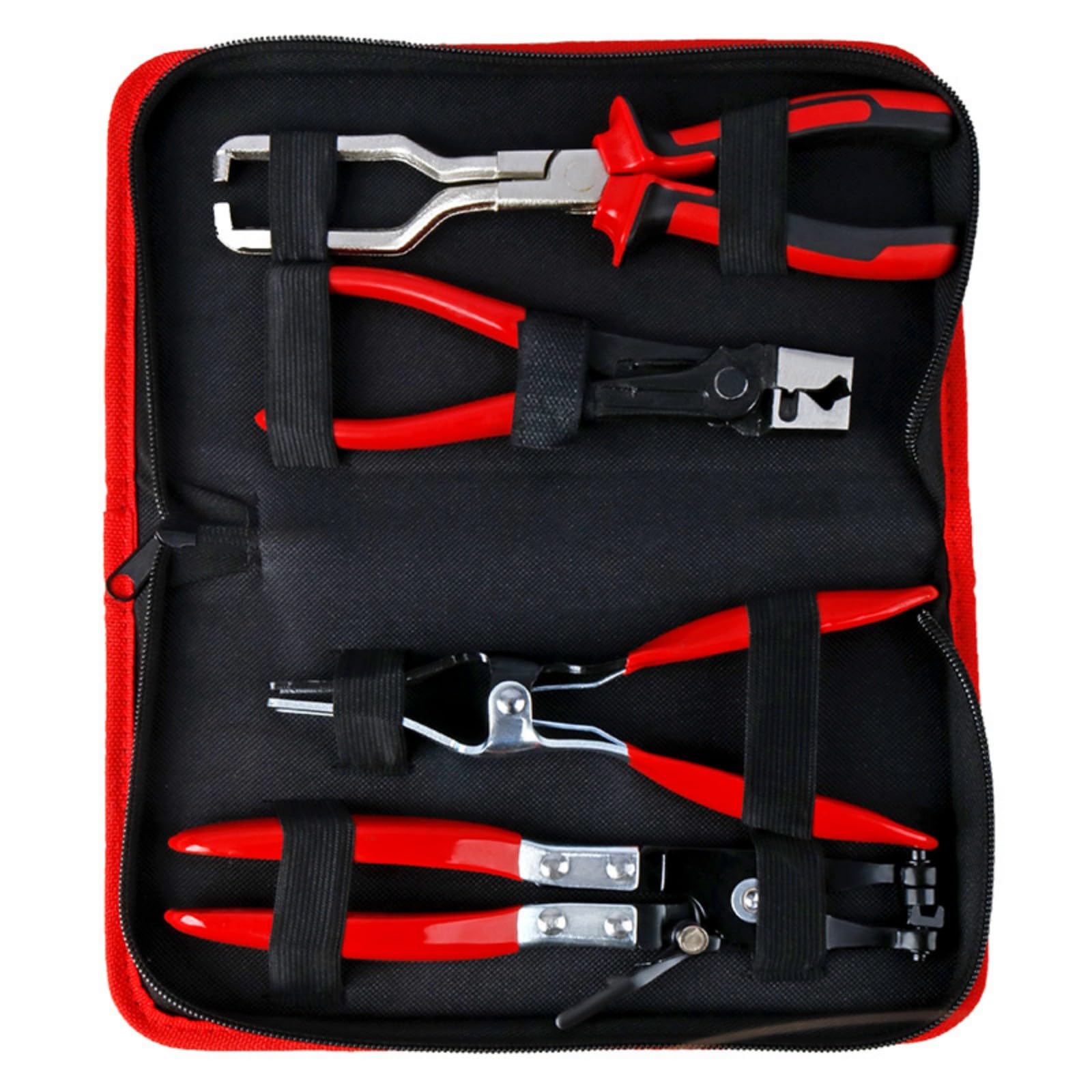 Shntig 4Pcs Alloy Hose Clamp Pliers Set With Storage Bag For Automotive Repair And Maintenance Pneumatic Tool Auto Technician Equipment Set