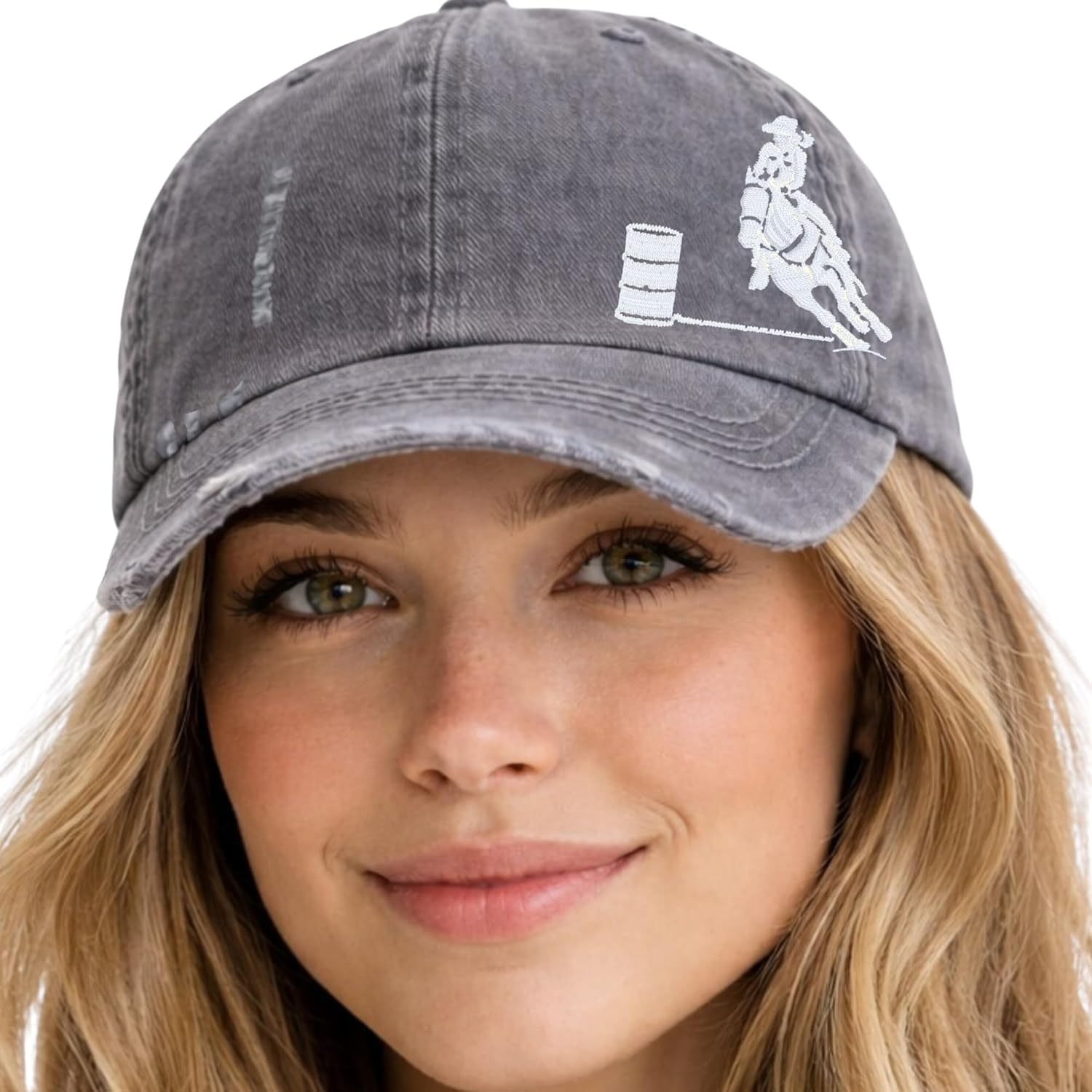 Women's Embroidered Barrel Racer Racing Horse Hat, Baseball or High Ponytail Cap, Handmade Equestrian Gift for Her Wife Mom Daughter Sister Friend