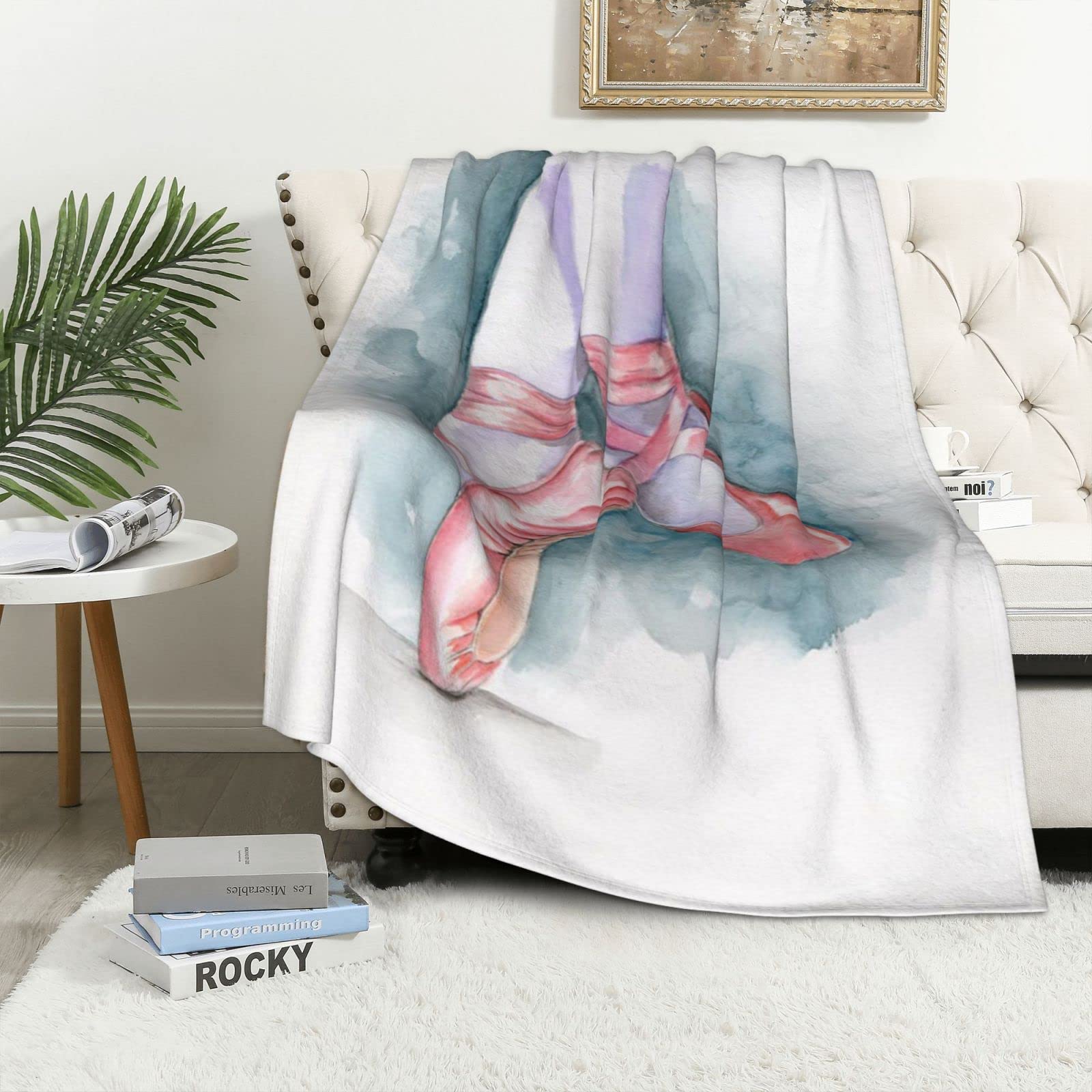 Couverture en flanelle plaid polaire thermique pour lit toutes saisons motif danseuse ballet