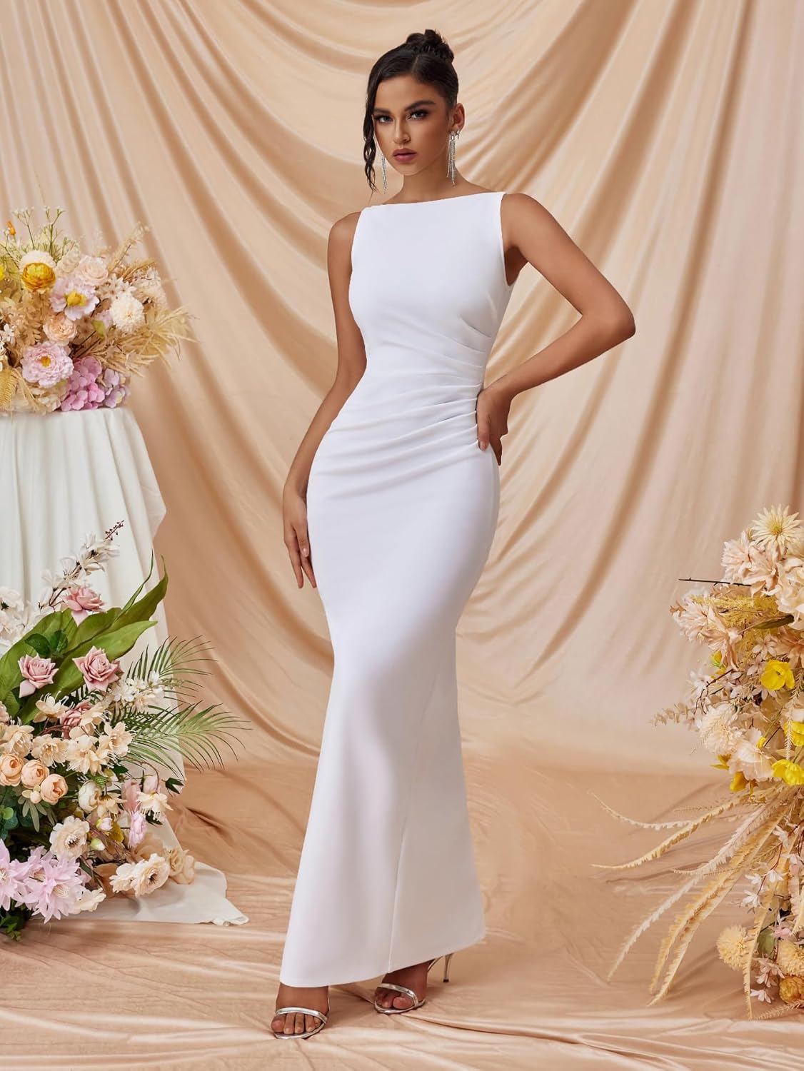 Wedding Guest Dresses for Women Formal Evening Party Year-Round Sleeveless Slim Split Evening Gowns Long Prom Dress - Image 2