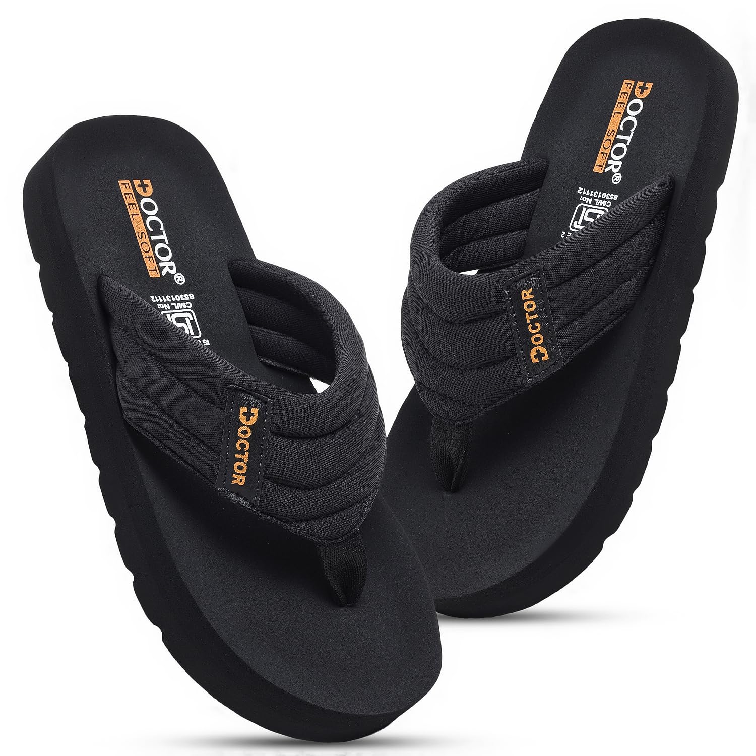 Cushioned Flip Flops for Men | Padded Fabric Strap Thong Slippers | Lightweight Anti-Slip EVA Sole Everyday Wear Footwear-image-20