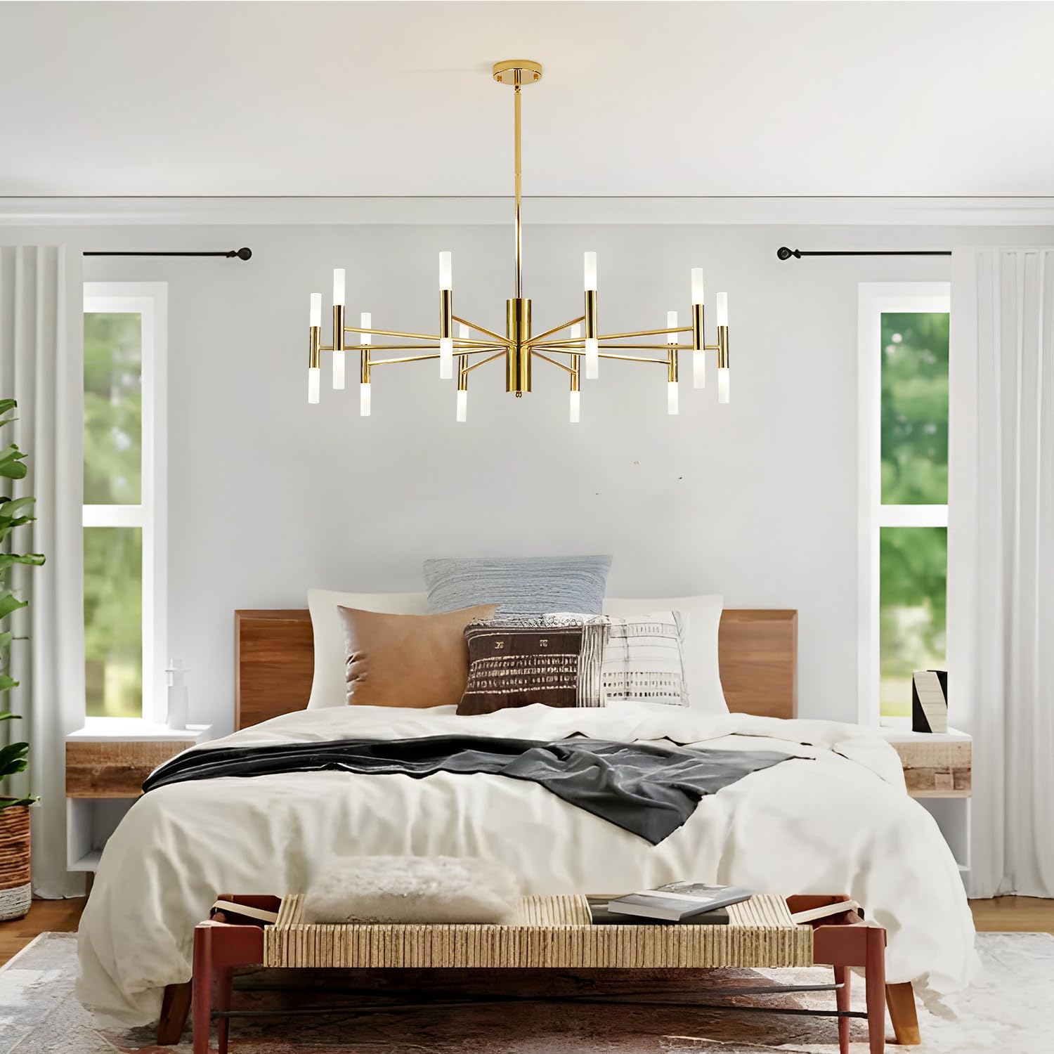 Snapklik.com : Mid Century Gold Sputnik Chandelier Large 20-Lights LED ...