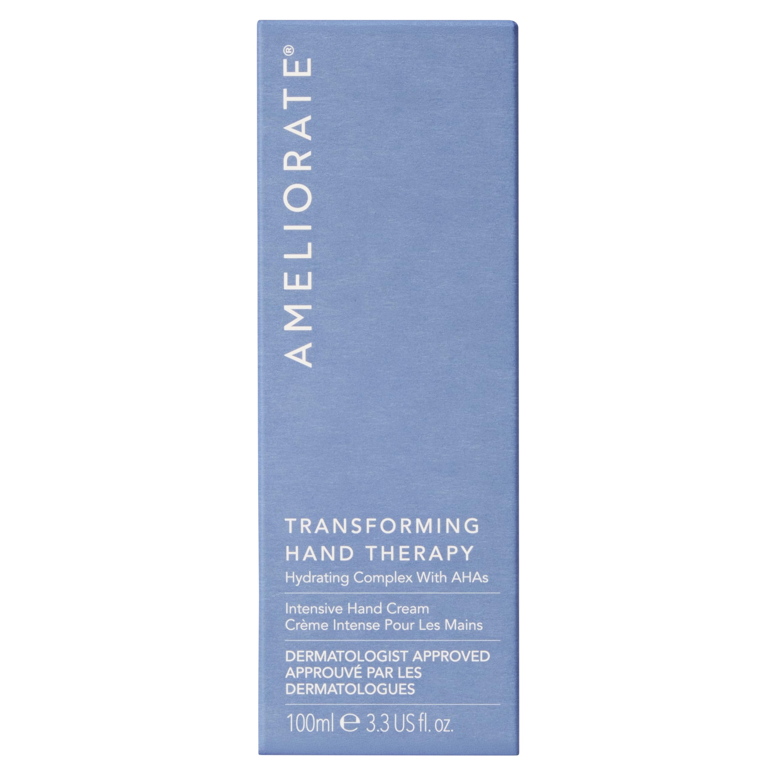 AMELIORATE Transforming Hand Therapy 100ml for Dry, Cracked Hands & Cuticles | Exfoliating Cream with Lactic Acid (AHA) & Shea Butter | 12-​Hour Hydration | Dermatologist Approved