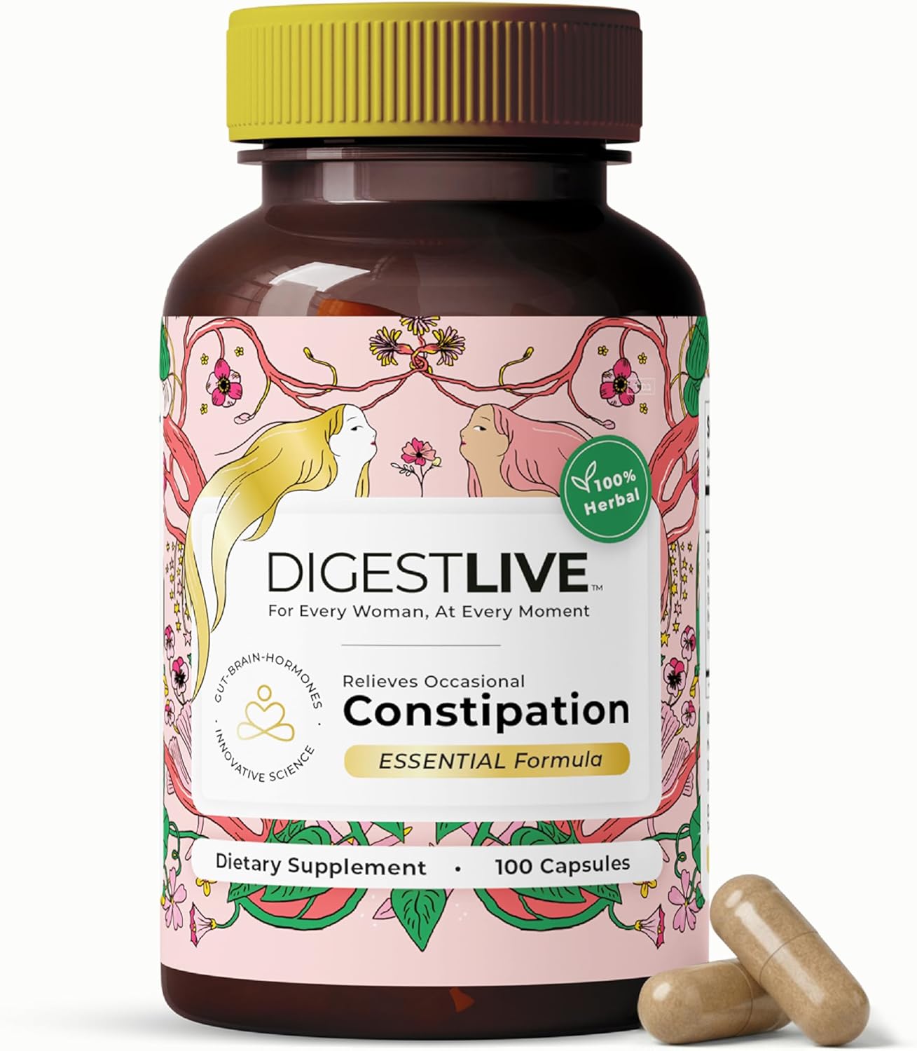 Laxative, Constipation Relief for Women - Stool Softener - 100% Natural - 100 Capsules - Female Colon Cleanse, Detox - Gas and Bloating Relief - Vegan, Gluten and GMO Free