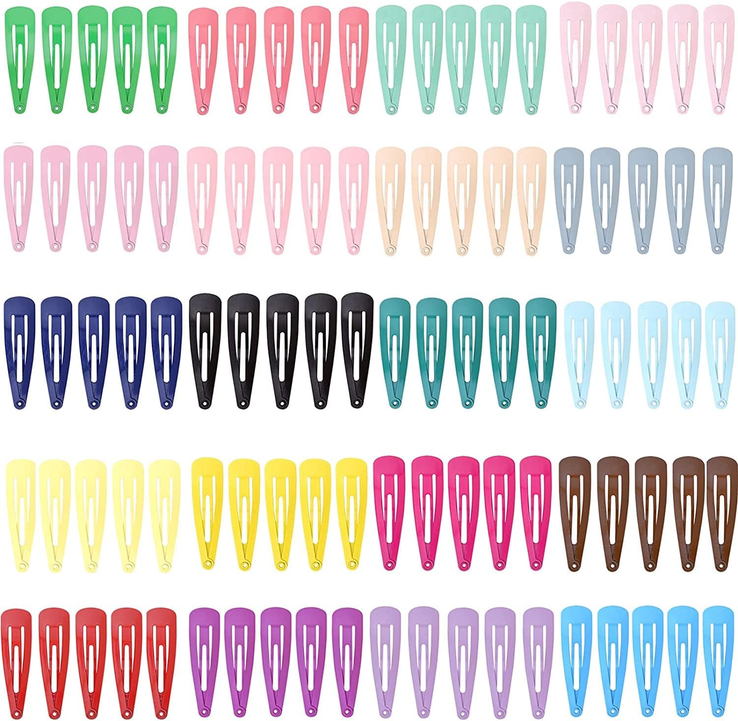 ORiTi 100 PCS Girls Hair Clips, 2 Inch Snap Hair Pins Metal Hair Accessories Non-Slip Clips & Barrettes for Kids Baby Women