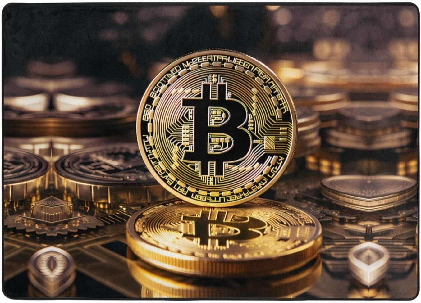 Coins with B Printed Floor mat 80x58 inches, Non-Slip Decorative Carpet for Bedroom and Living Room