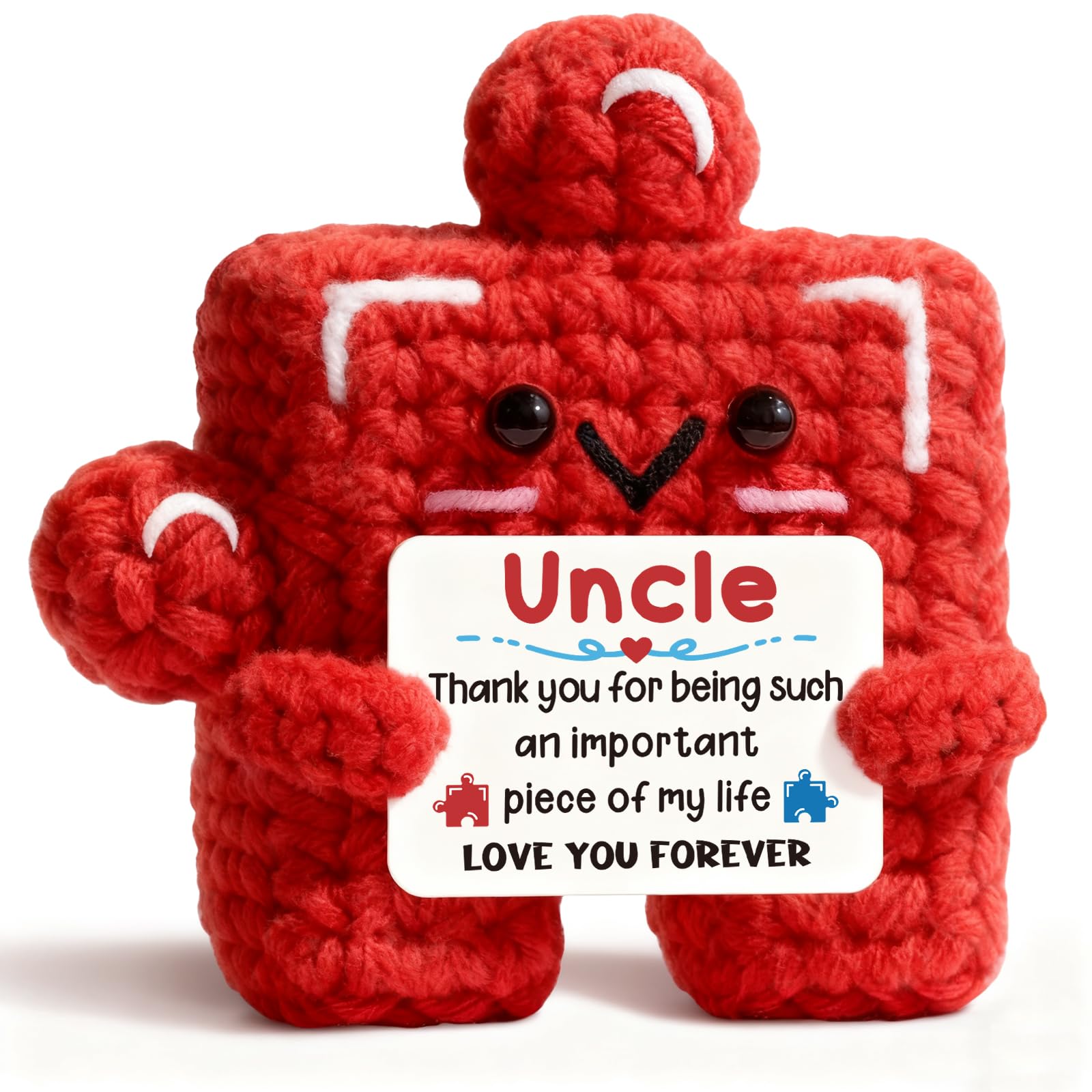 Uncle Gifts from Niece Nephew - Handmade Crochet Puzzle Plaque with Card