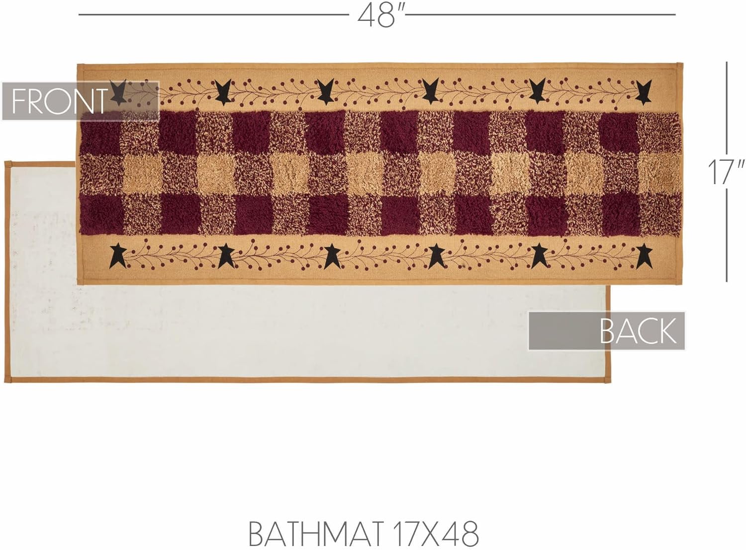 VHC Brands Bathroom Bath Mat, Cotton Floor Rug for Shower, Digital Print, Pip Vinestar Collection, Rectangle 17x48, Primitive Stars, Natural