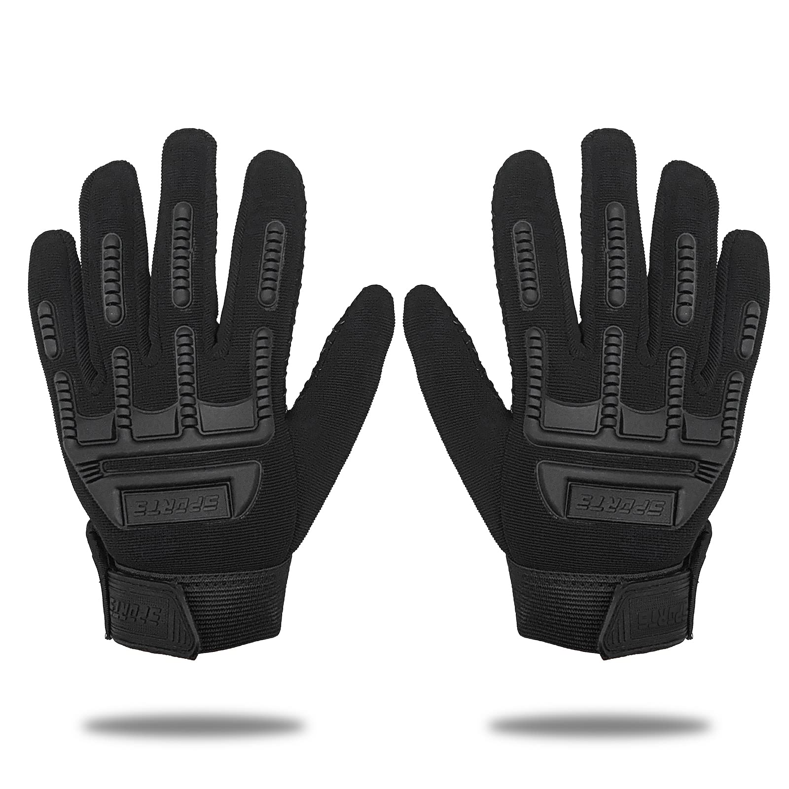Long Keeper Gants Velo Enfant – Gants de Cyclisme Sports Foot VTT Moto Cross Course BMX à Doigts Complets Mitaine avec Grip en Silicone pour Enfant Garçon Fille