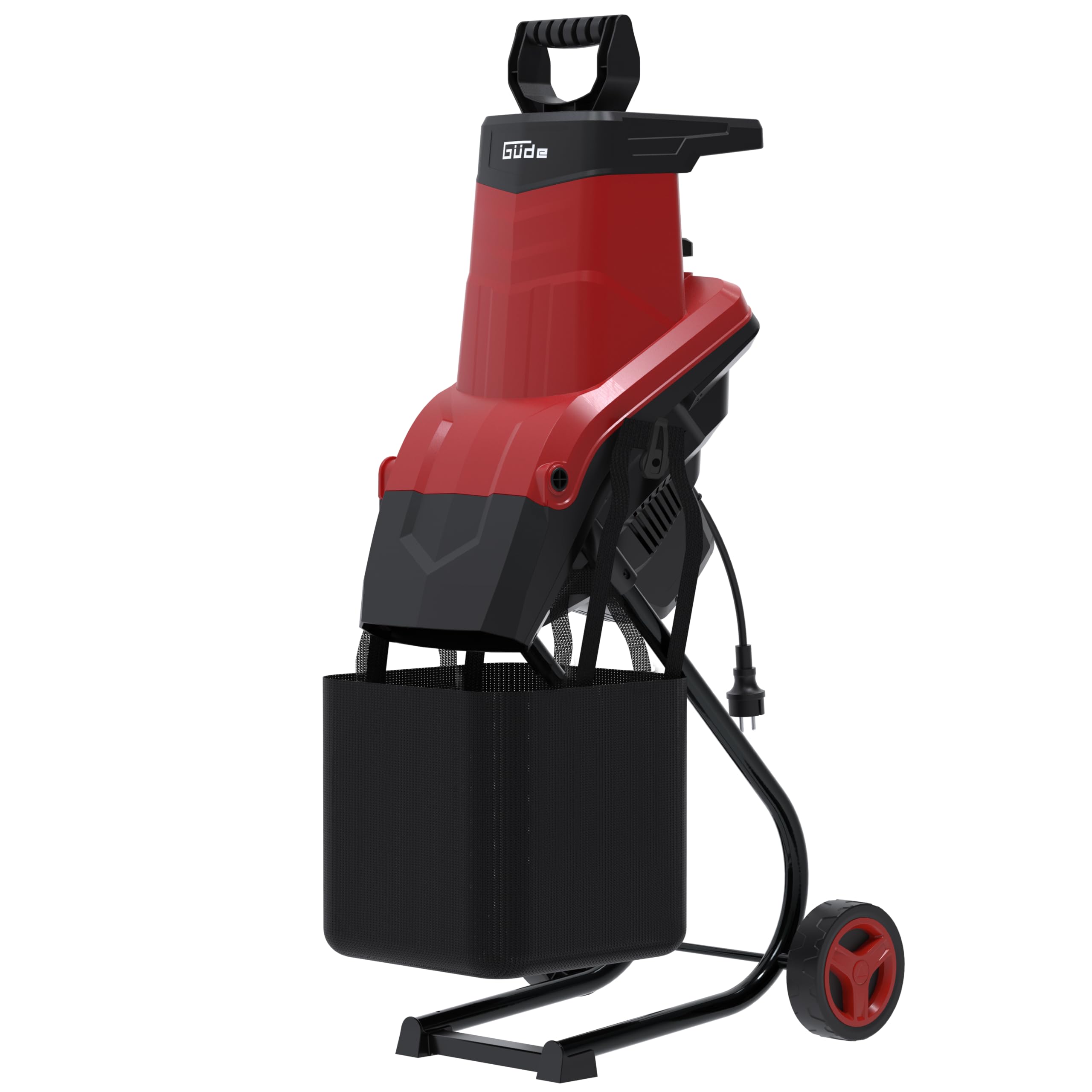 Güde Elektro-Gartenhäcksler GEH 2500, 2500 Watt, 45 mm maximale Aststärke | Messerhäcksler, kraftvolles Zerkleinern von Gartenmaterial, 50 l Fangsackvolumen, Fahrgestell mit zwei Transportrollen