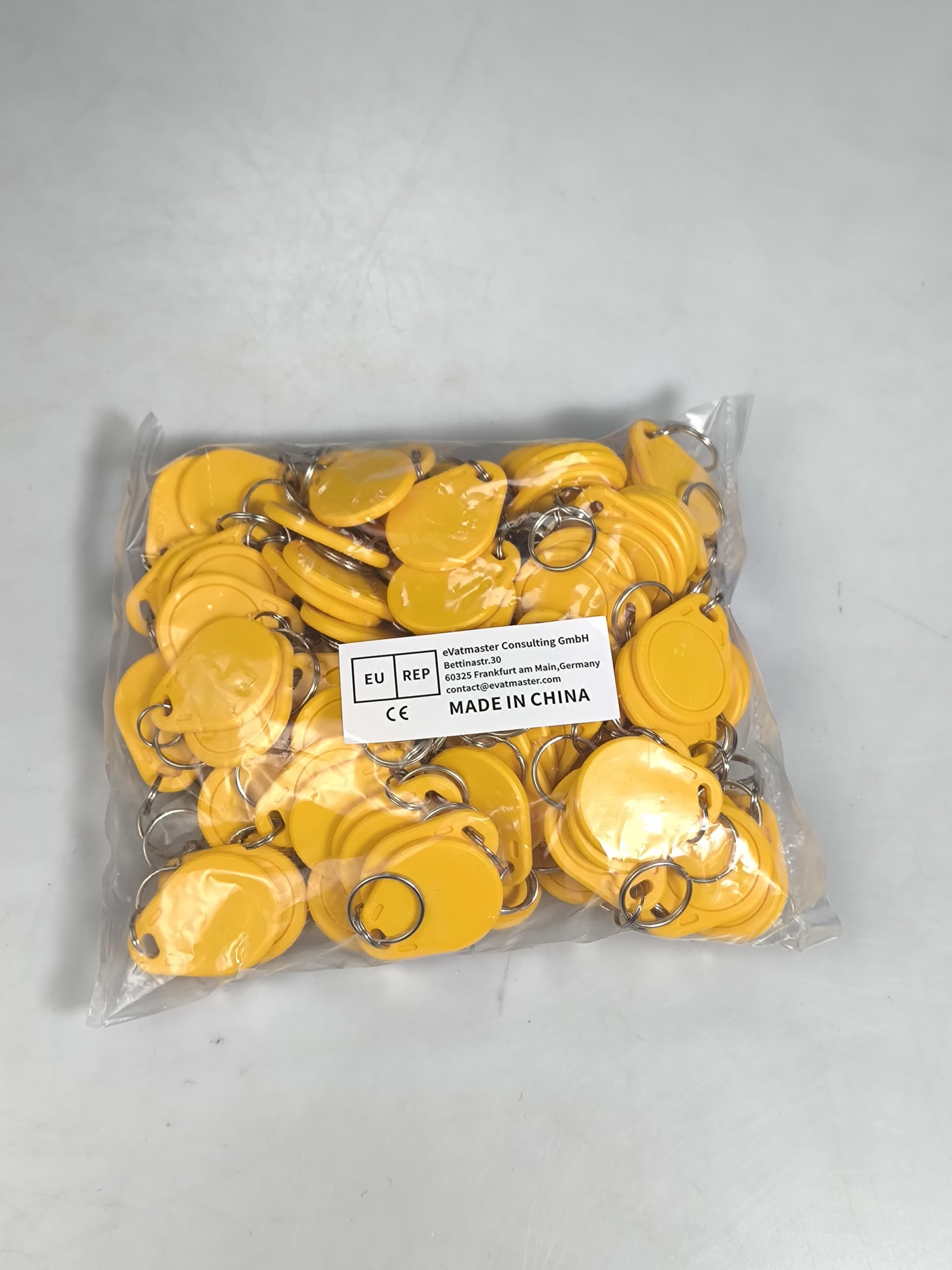 LIBO breloki RFID NFC inteligentna karta identyfikacyjna RFID kontrola dostępu piloty bliskość 13,56 MHz MF Classic 1k IC S50 token tylko do odczytu (100 sztuk, żółty)