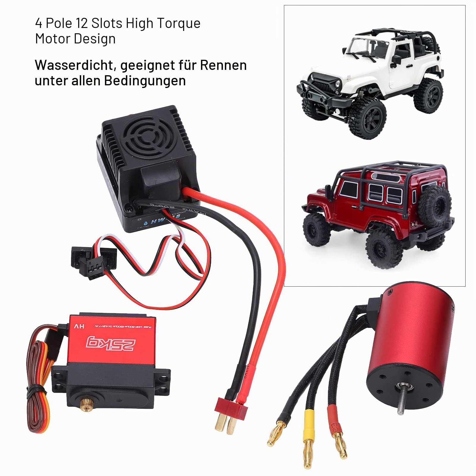 S3650 3100KV Brushless Motor, 60A Brushless ESC mit 25KG Metall Servo Combo für 1/8 1/10 2S-4S RC Car Auto Modelle