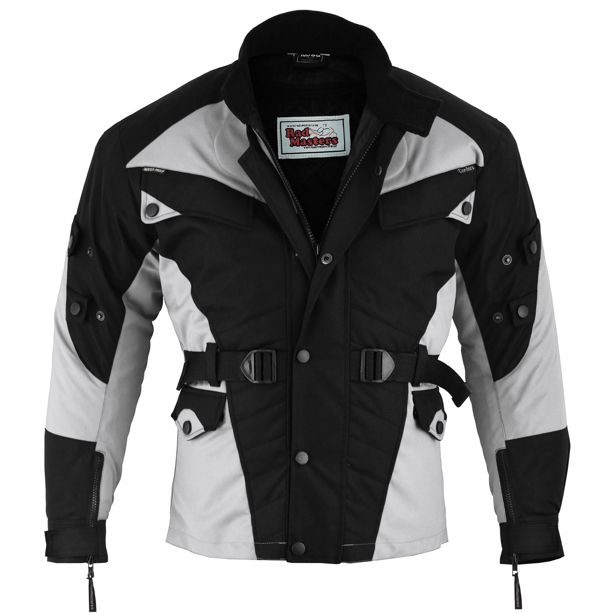 German Wear Motorradjacke herren mit geprüfte protektoren motorrad jacke herausnehmbar futter wasserabweisend viele Taschen sommer leicht wassarfest textil Schwarz/Hellgrau