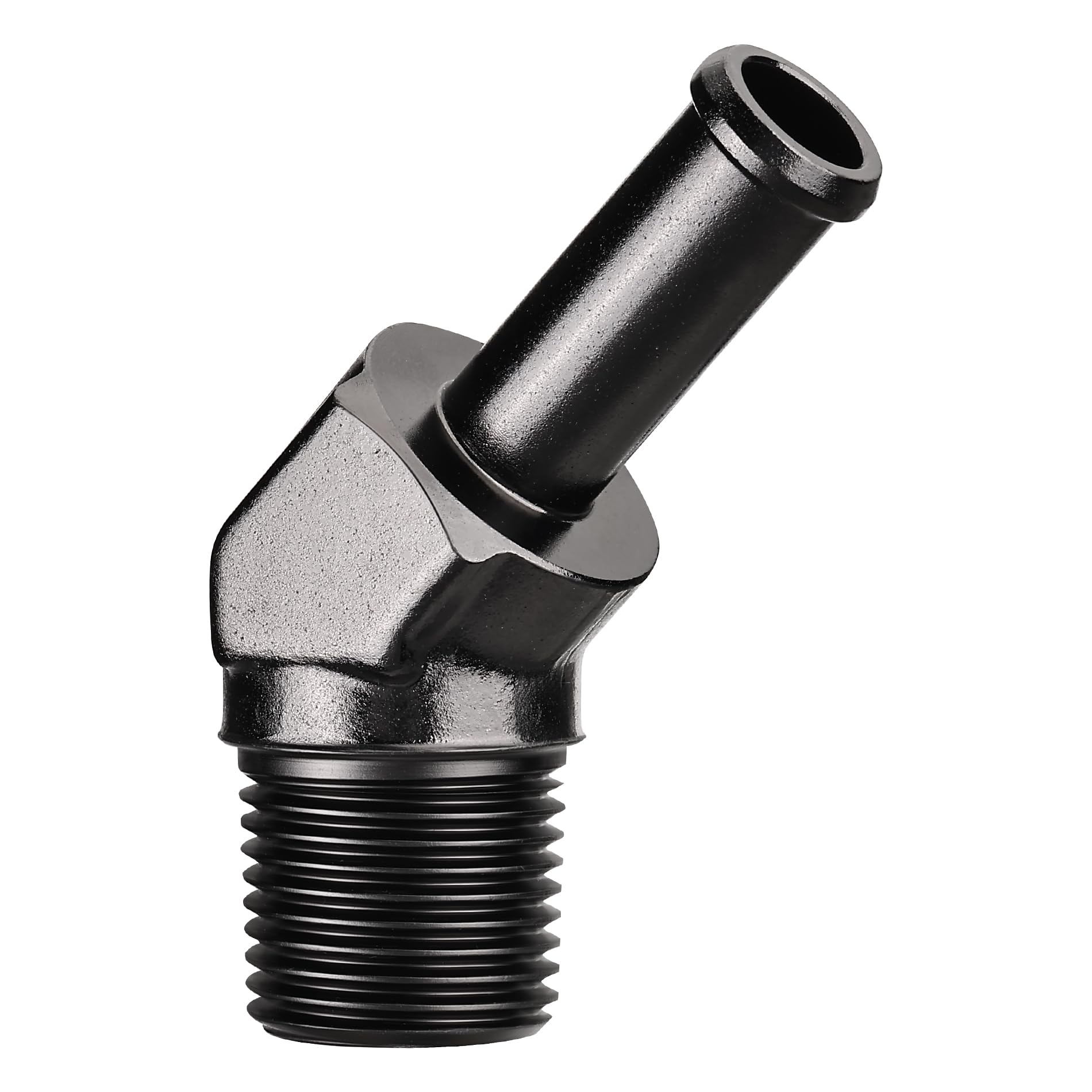EVIL ENERGY 3/8" NPT Male to 3/8" Barb Fitting Adapter 45 Degree Aluminum Black