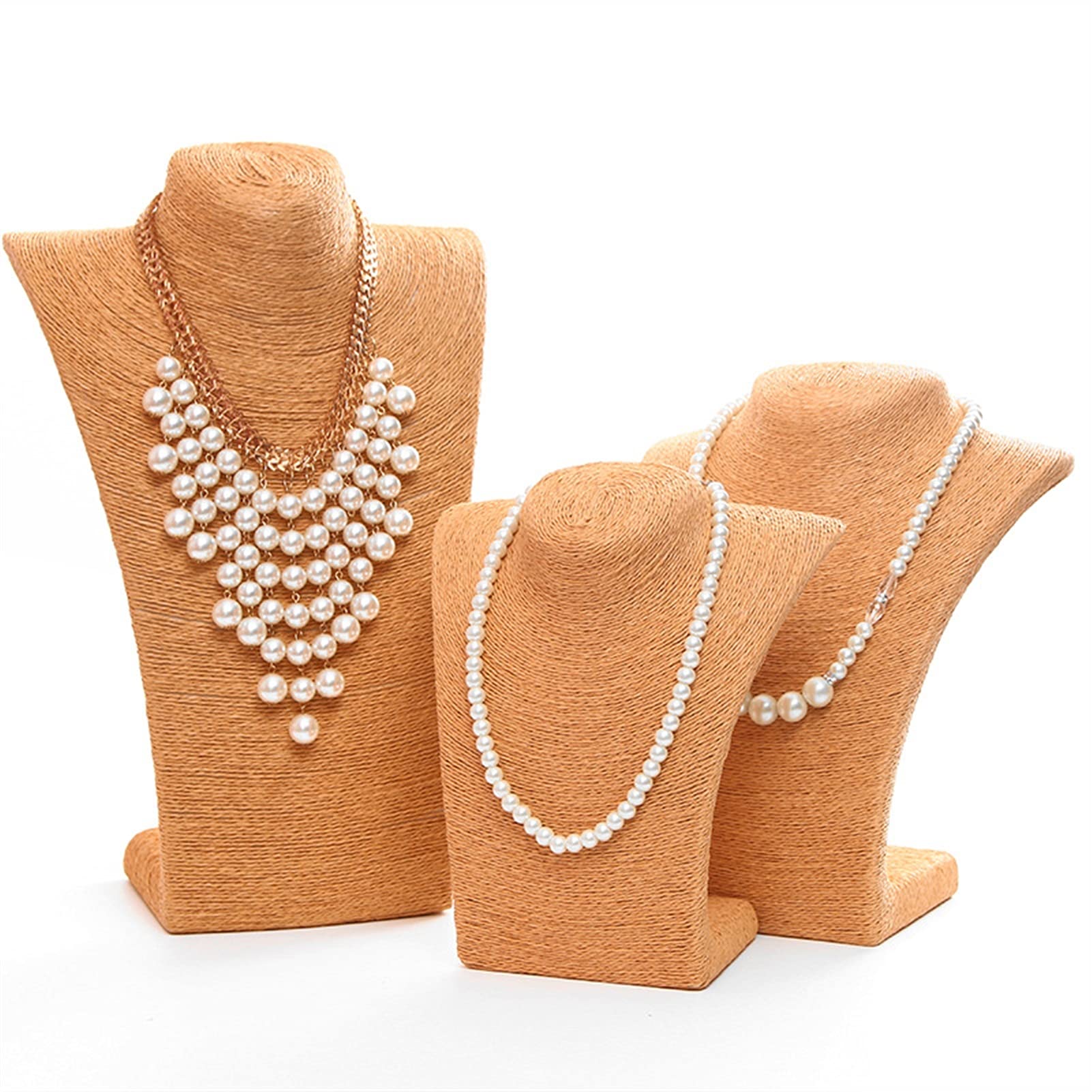 Schmuckständer, Halsketten-Displaybüste, Seilbüste, Schmuckhalter, Halskettenständer, Display, Schmuckhalter, Organizer, Halsketten-Displayständer, Schmuck-Organizer-Halter (Farbe: Beige, Größe: 21