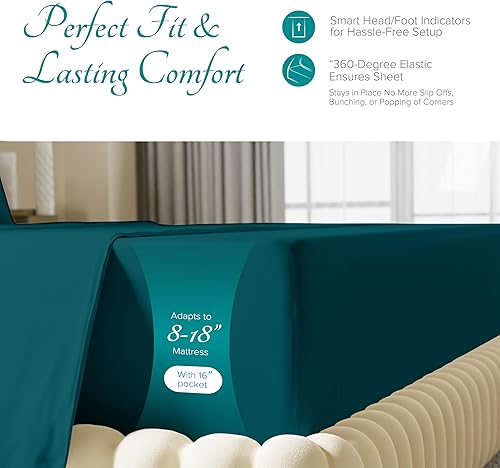 Miniatura 5 de Carressa Linen Juego de sábanas 100% de algodón egipcio, tamaño individual, 3 piezas de 800 hilos de algodón egipcio, juego de sábanas tamaño