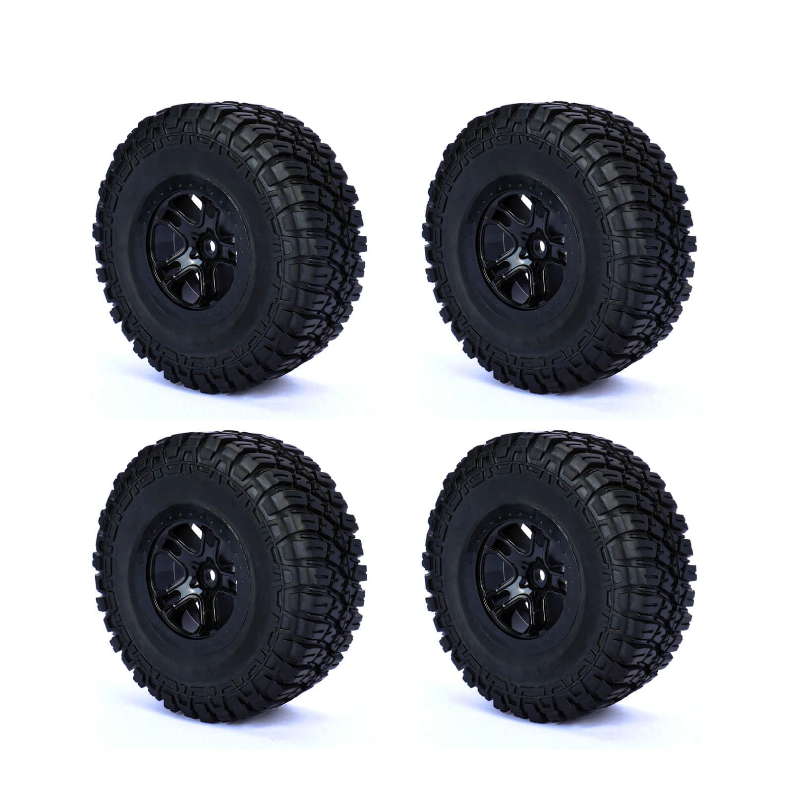 RCAWD Pre-Glued RC Wheels and Tires 12mm Hex Hub for 1/10 Scale RC Trucks Cars Slash 2WD/4WD, Baja Rey Series