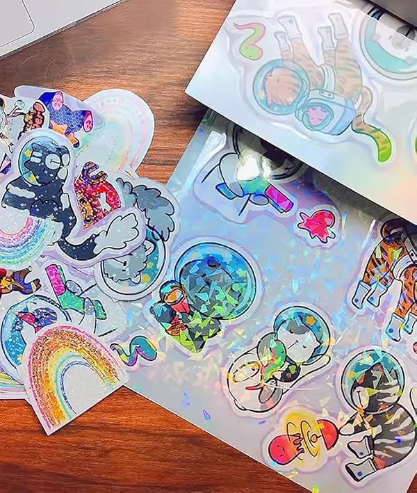 Primst 30PCS Clear Overlay Holographic Sticker Paper, Rainbow Patterns Vinyl Sheets Self Adhesive Lamination Sticker Film for Photos, Cards, Signs, Stickers by Primst - Image 5