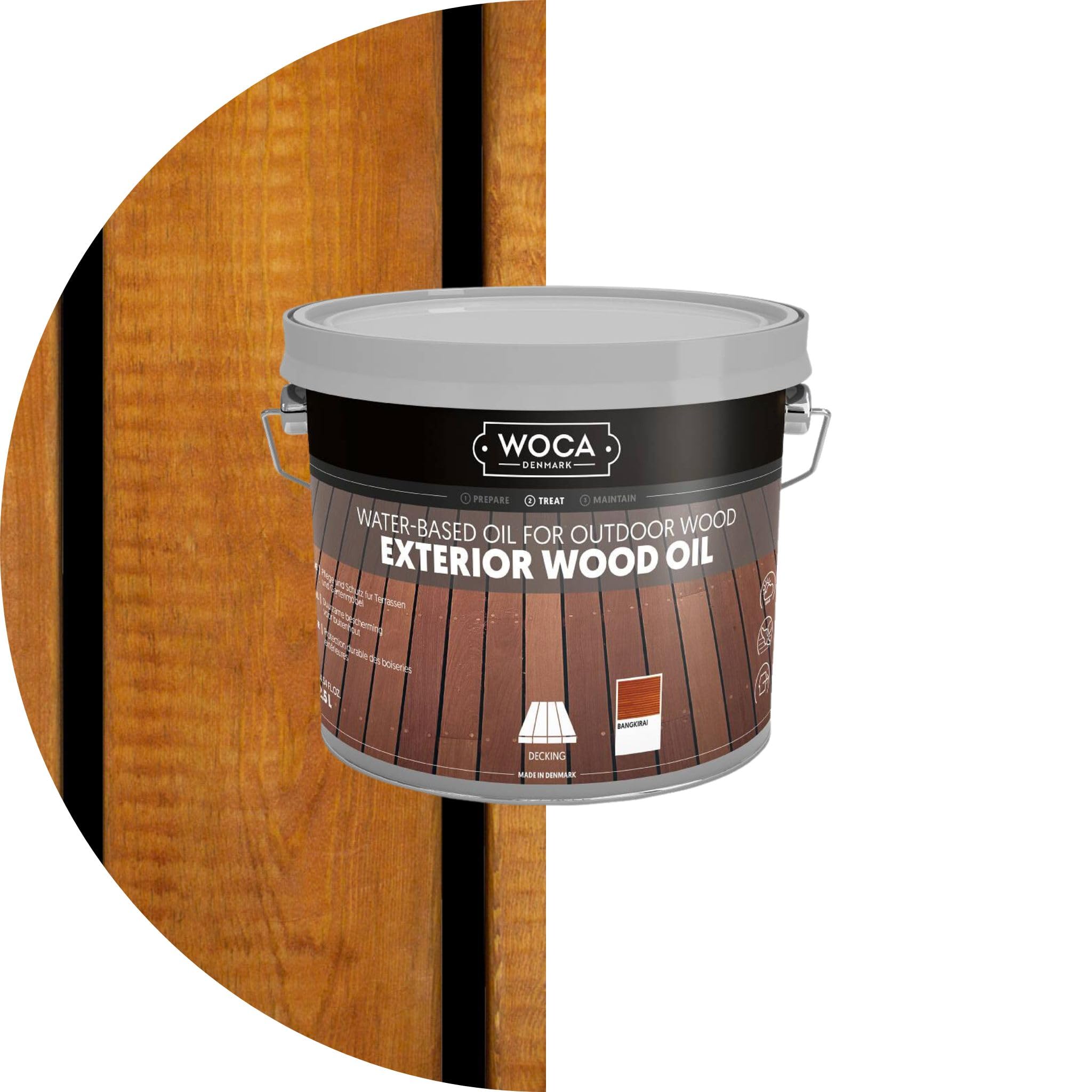 WOCA Denmark Exterior Wood Oil Bangkirai 2 x 3 L - Terrassenöl für Terrassen, Zäune und Möbel im Außenbereich