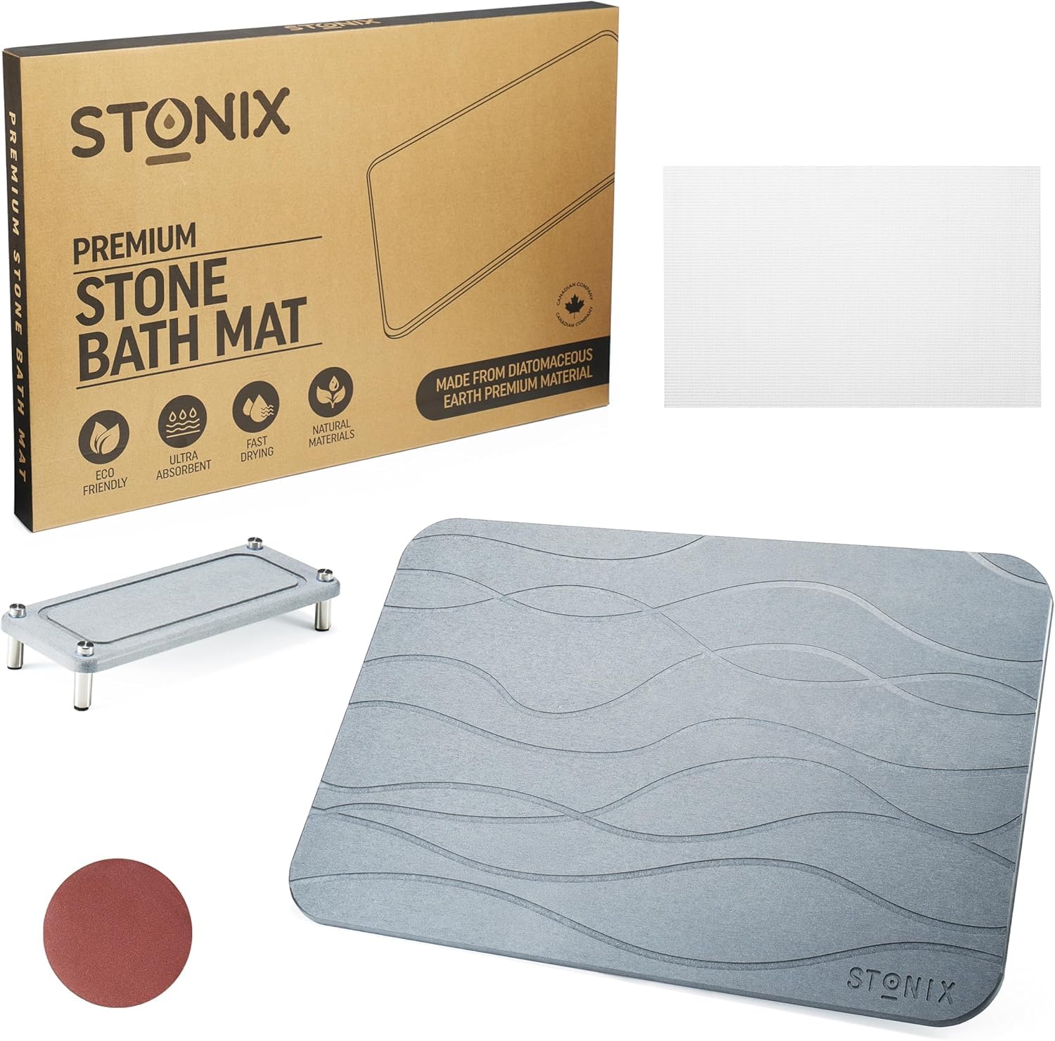 Stone Bath Mat Stone Bath Mats Stone Mat Bathroom - Quick Dry Bath Mat Stone - Bathroom Mat Diatomaceous Earth Bath Mat - Stone Drying Mat (23.6 x 15.35 Inches) Bathroom Home Spa Accessory